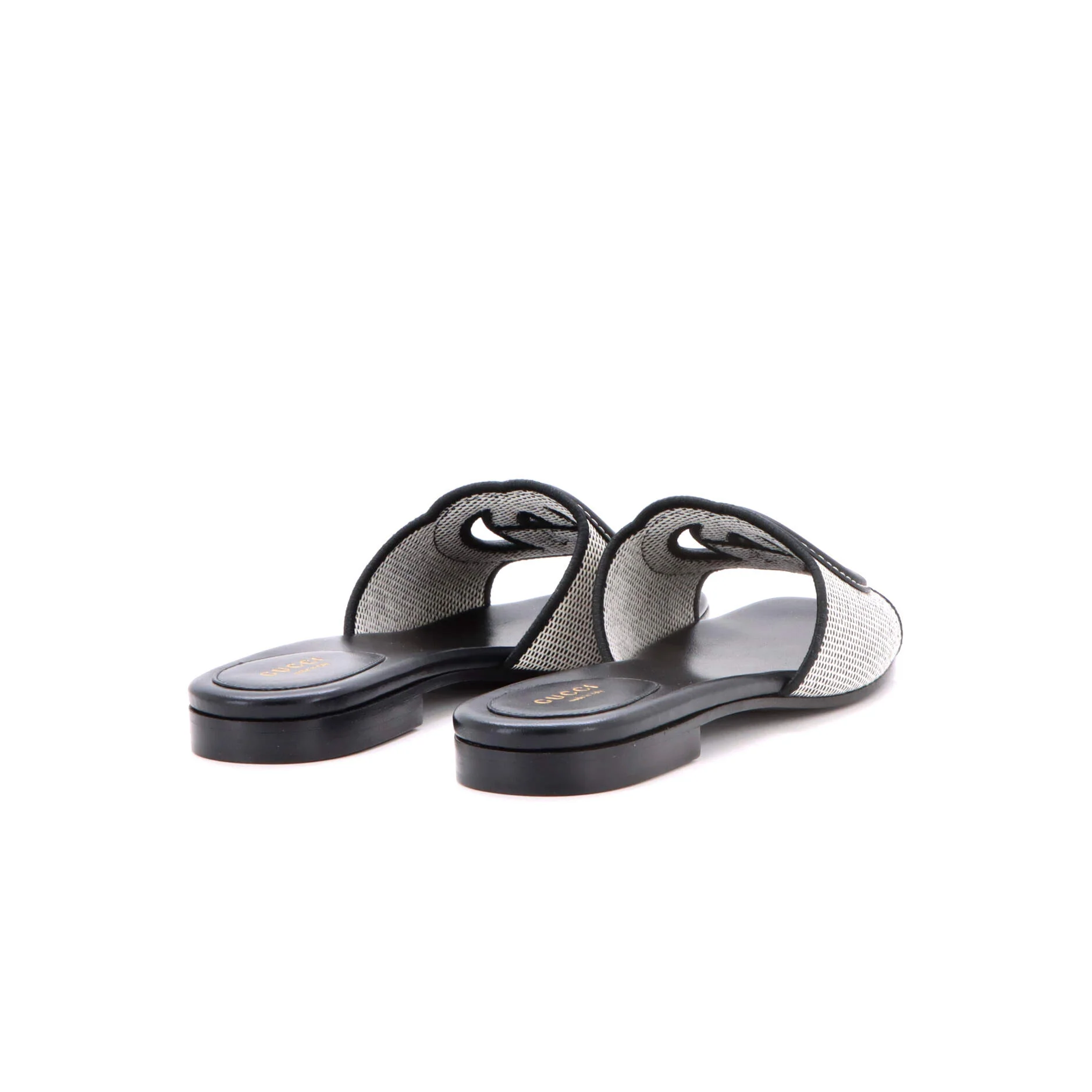 Women's Interlocking G Cut-Out Slide Sandals Canvas and Leather - Image 3