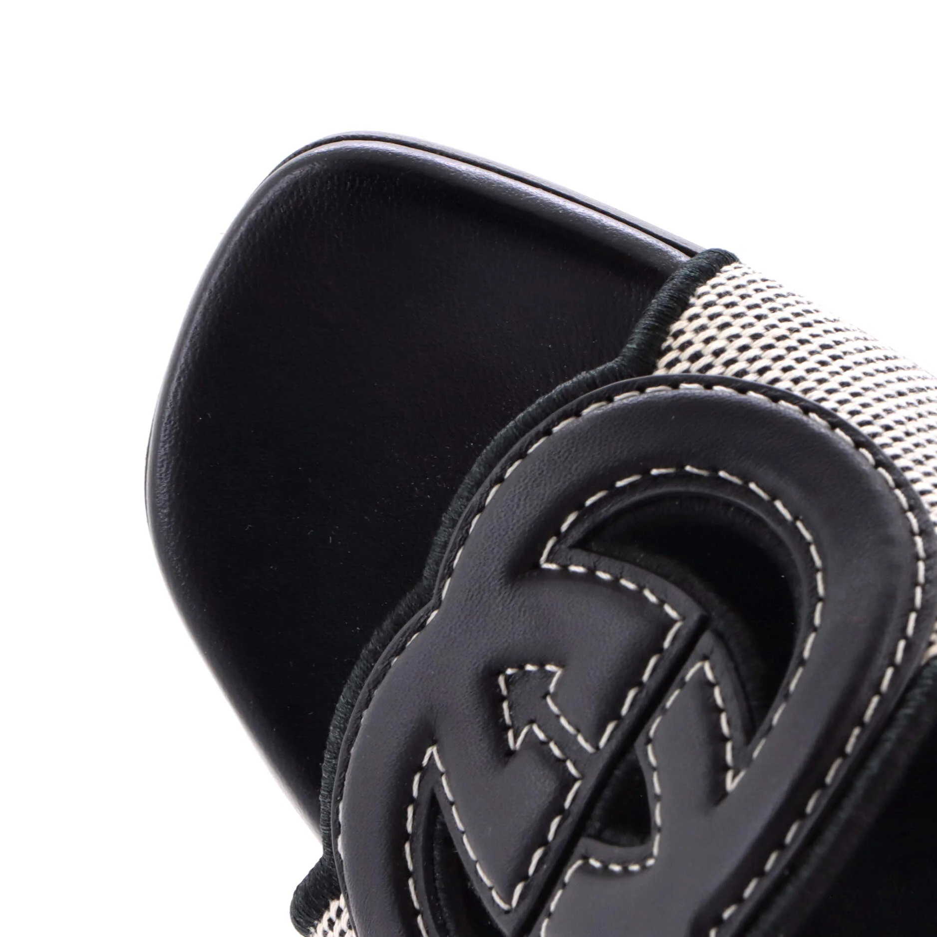 Women's Interlocking G Cut-Out Slide Sandals Canvas and Leather - Image 5