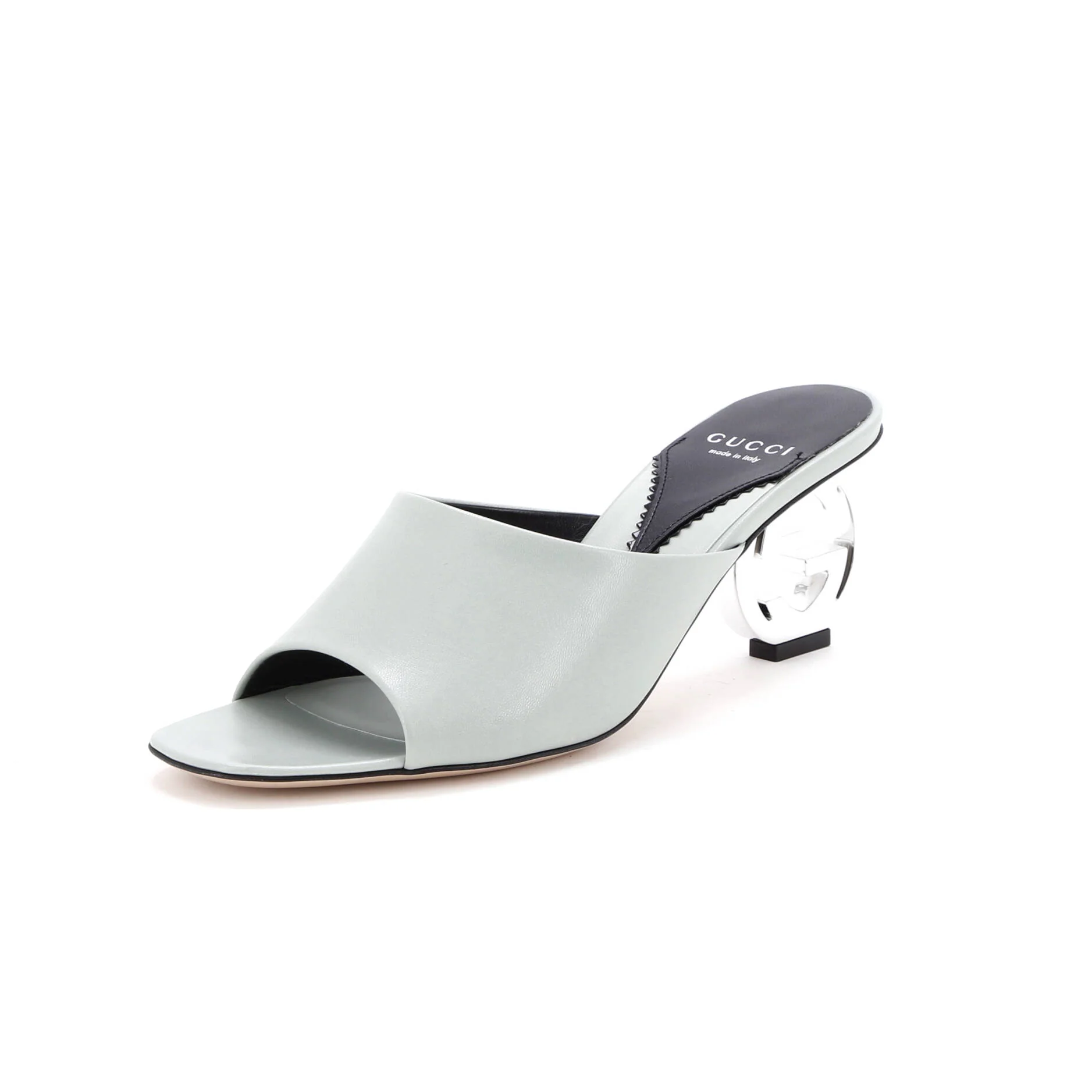 Women's Interlocking G Heels Slide Sandals Leather