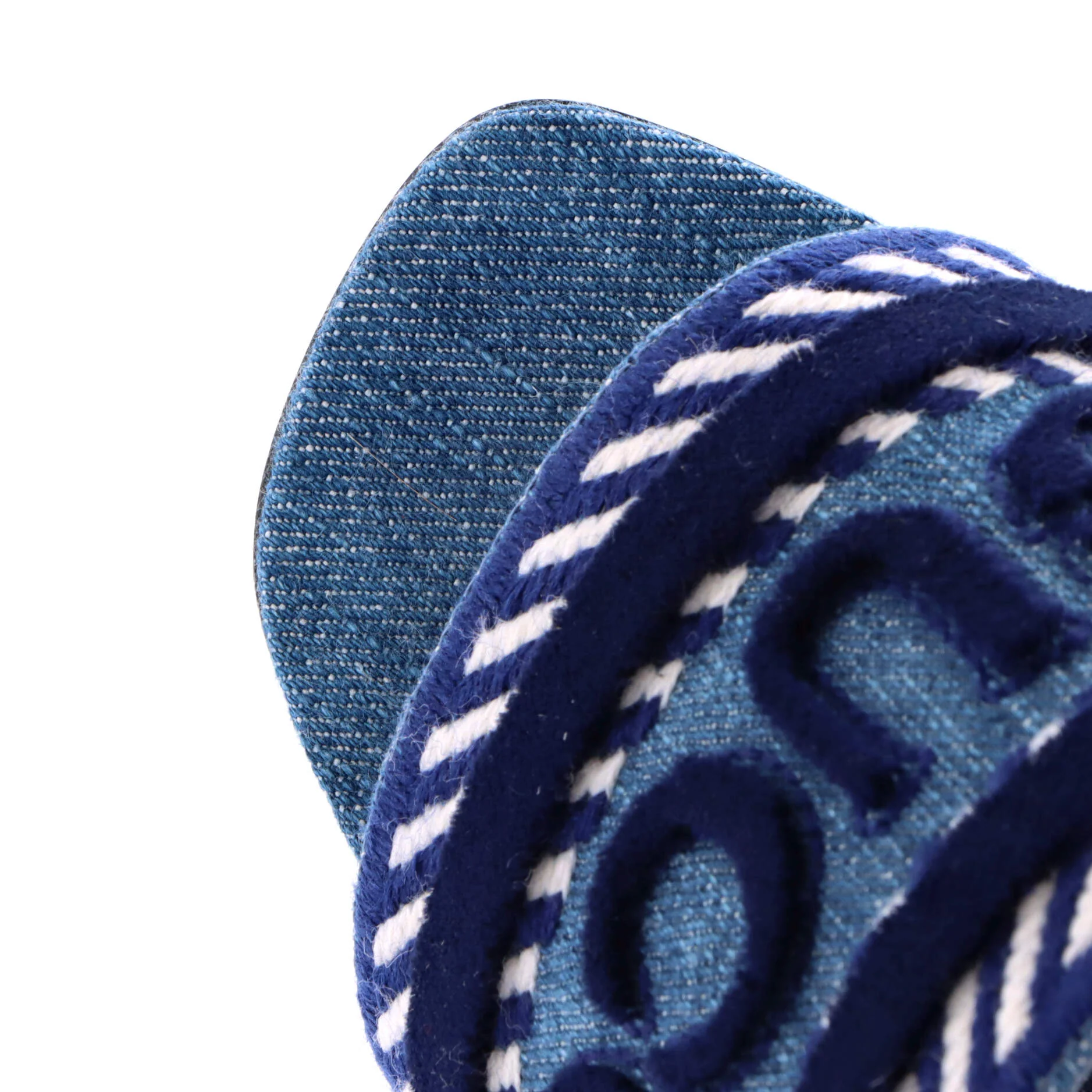 Women's Logo Slide Sandals Embroidered Denim - Image 5