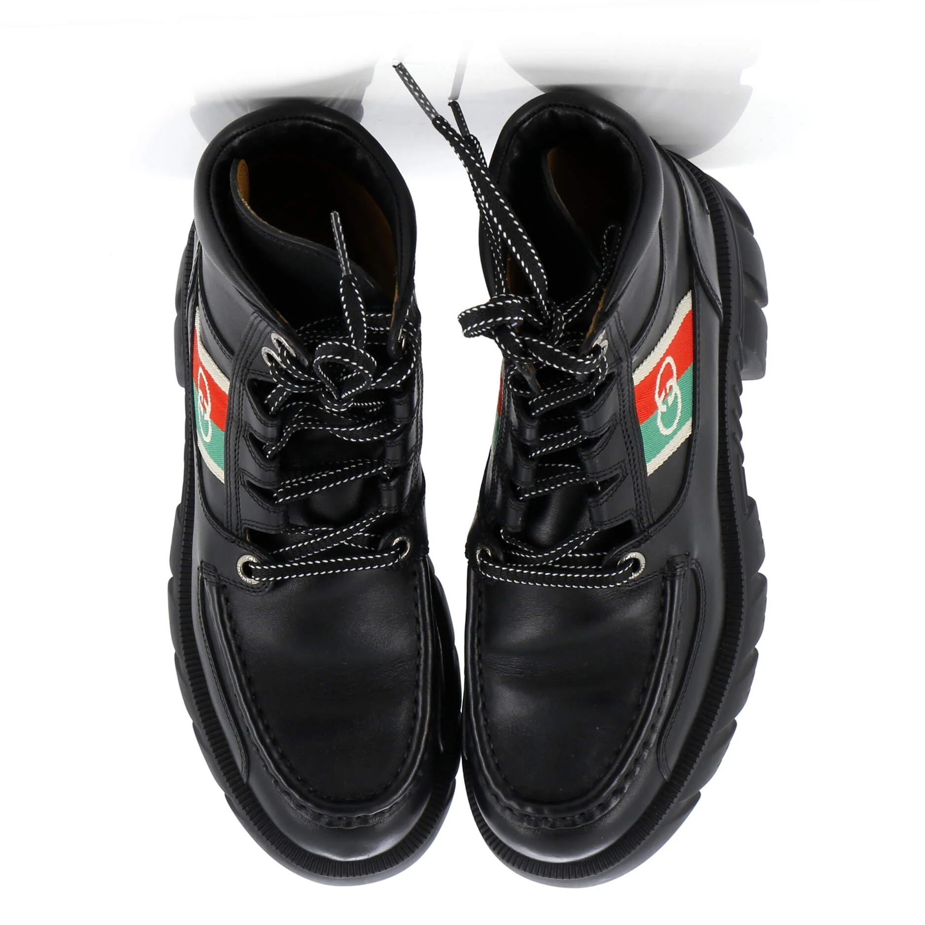 Women's Quebec Web Lace Up Combat Boots Leather - Image 2