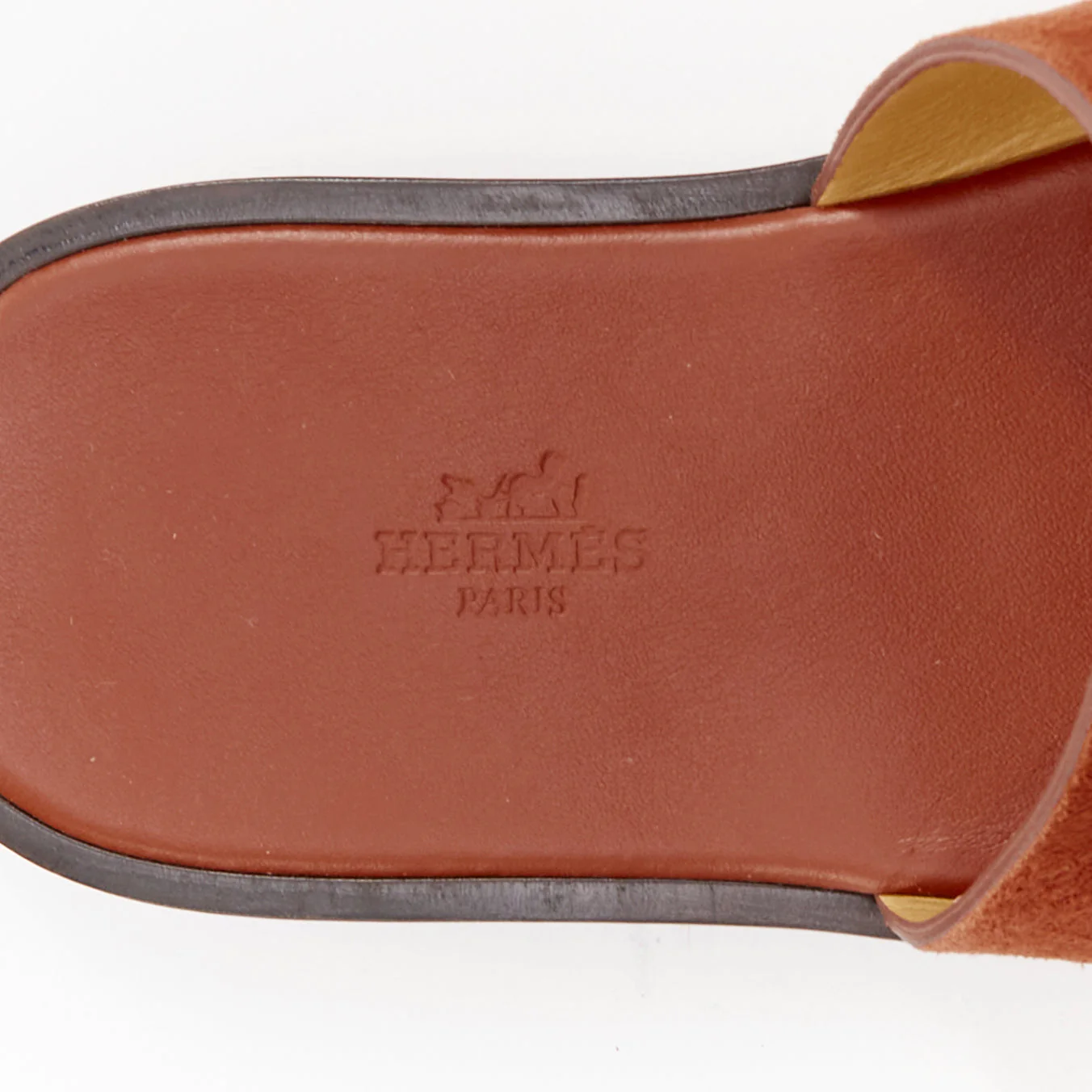 Men's HERMES Izmir brown suede goatskin leather H cut out flat sandals EU41 - Image 8
