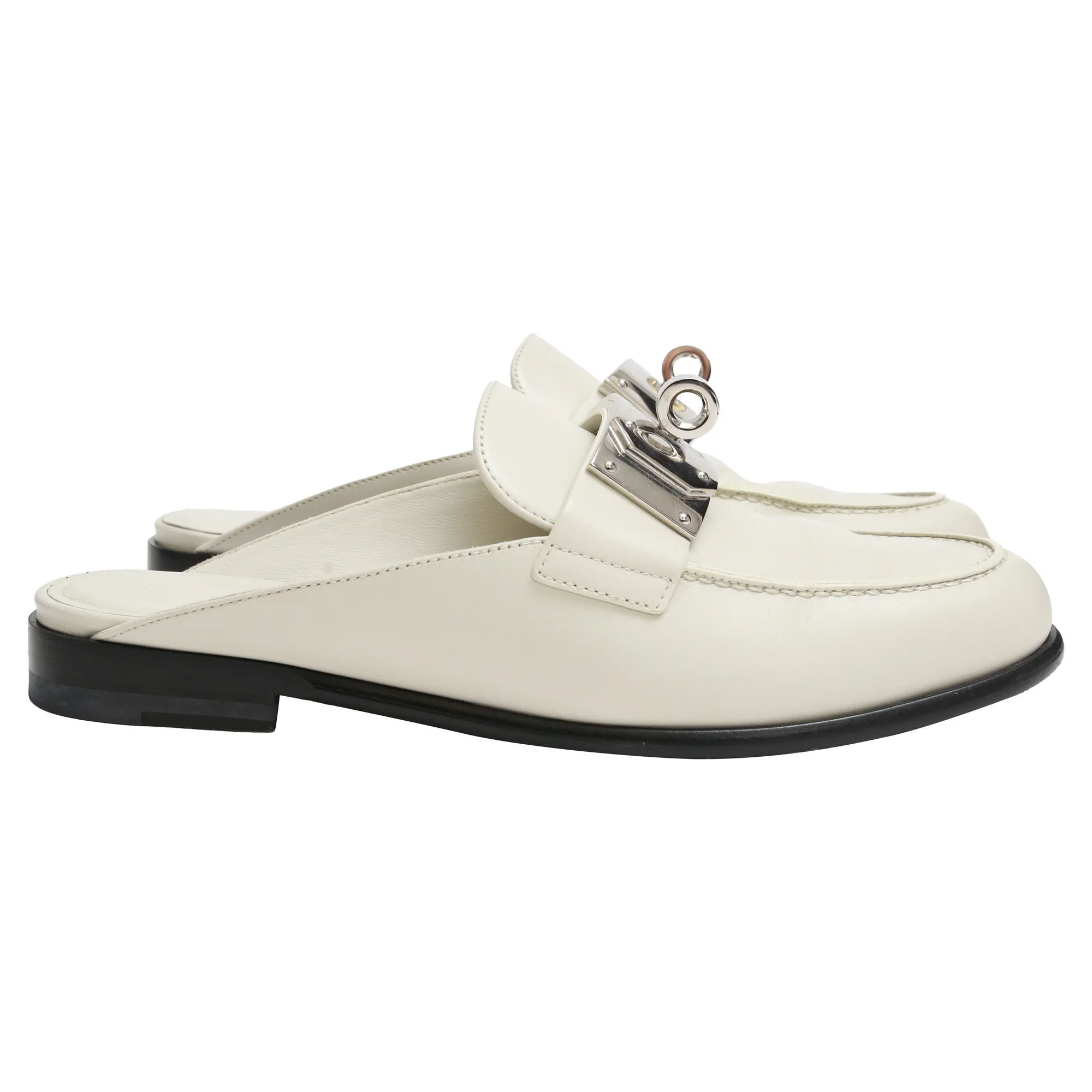 Women's Hermès Iota Mules in White Leather