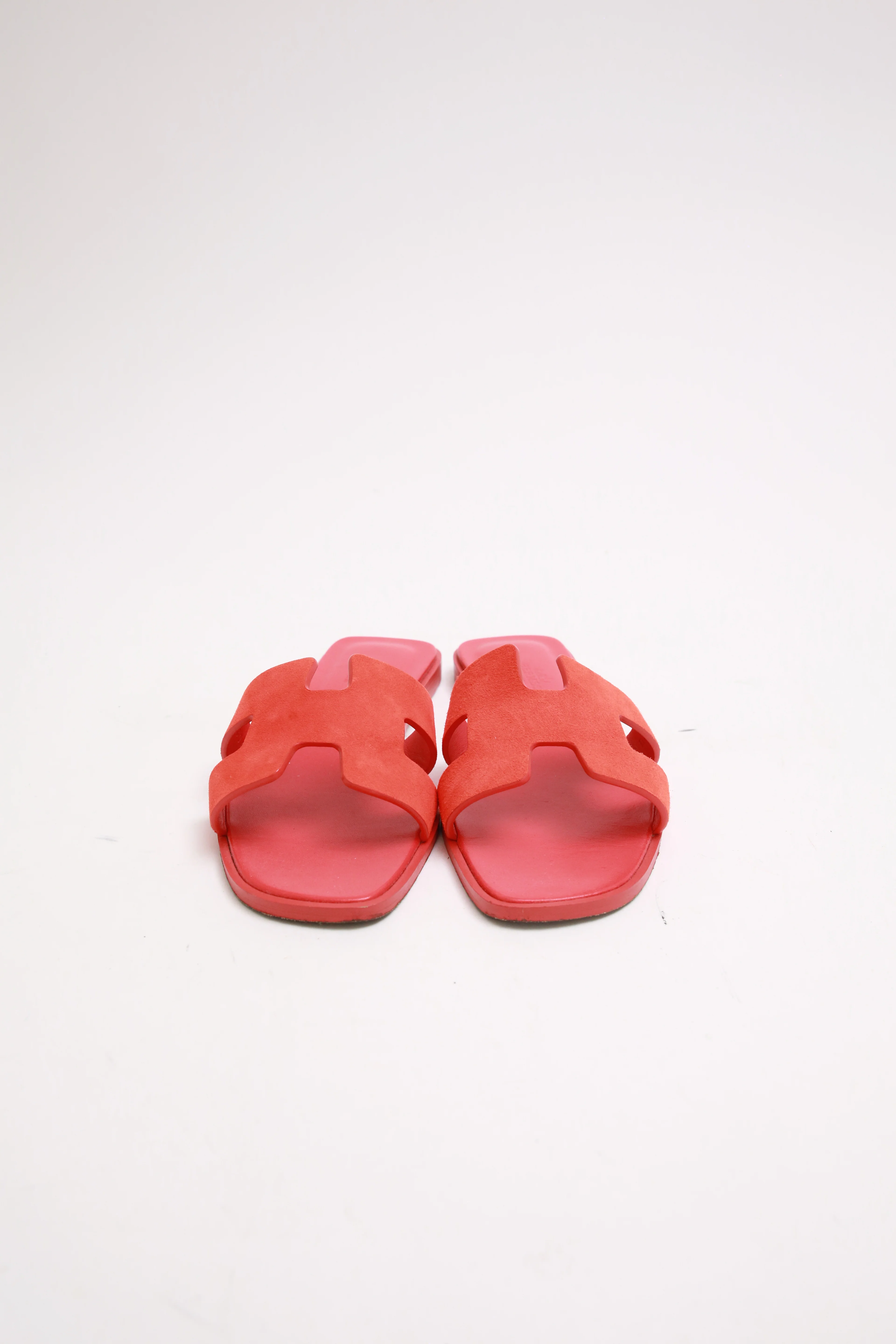 Women's Hermès Oran Sandals in Orange Suede - Image 10