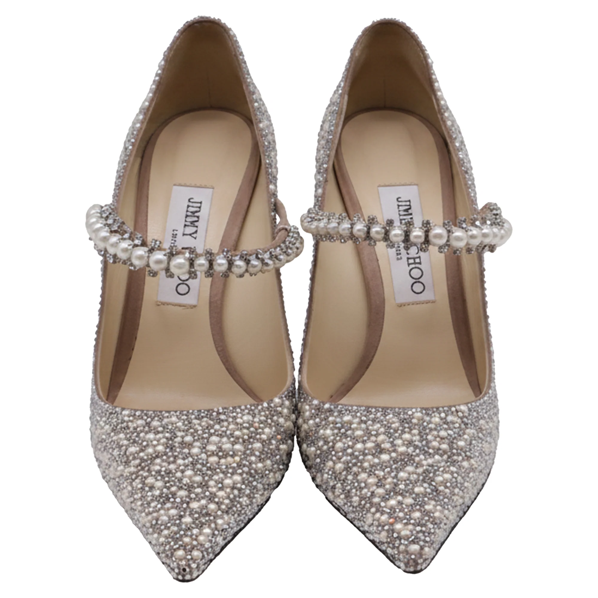 Women's Jimmy Choo Baily 100 Crystal and Pearl Embellishmed Pumps in Silver Pearl - Image 2