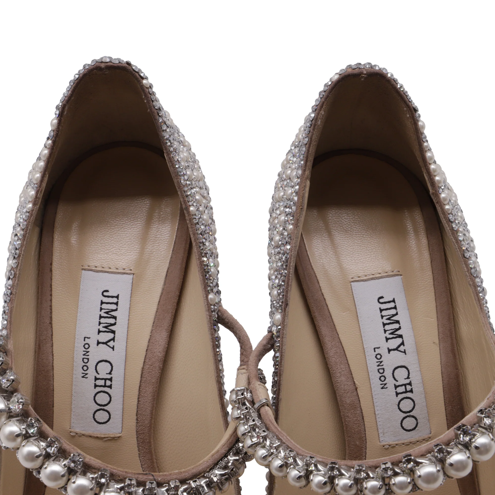Women's Jimmy Choo Baily 100 Crystal and Pearl Embellishmed Pumps in Silver Pearl - Image 7