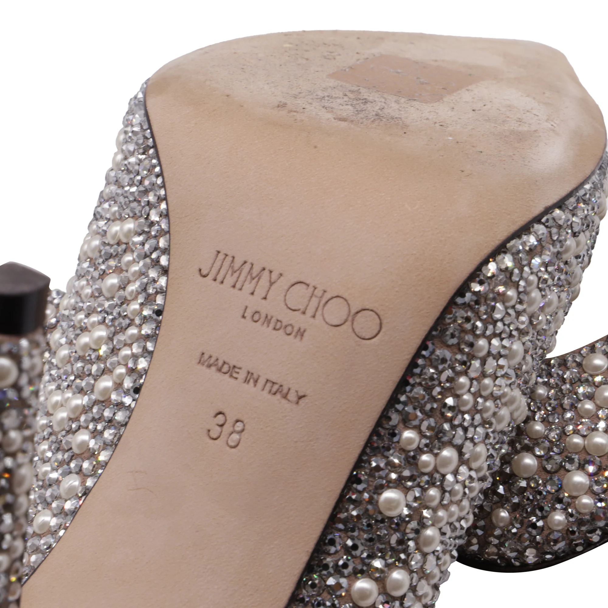 Women's Jimmy Choo Baily 100 Crystal and Pearl Embellishmed Pumps in Silver Pearl - Image 9