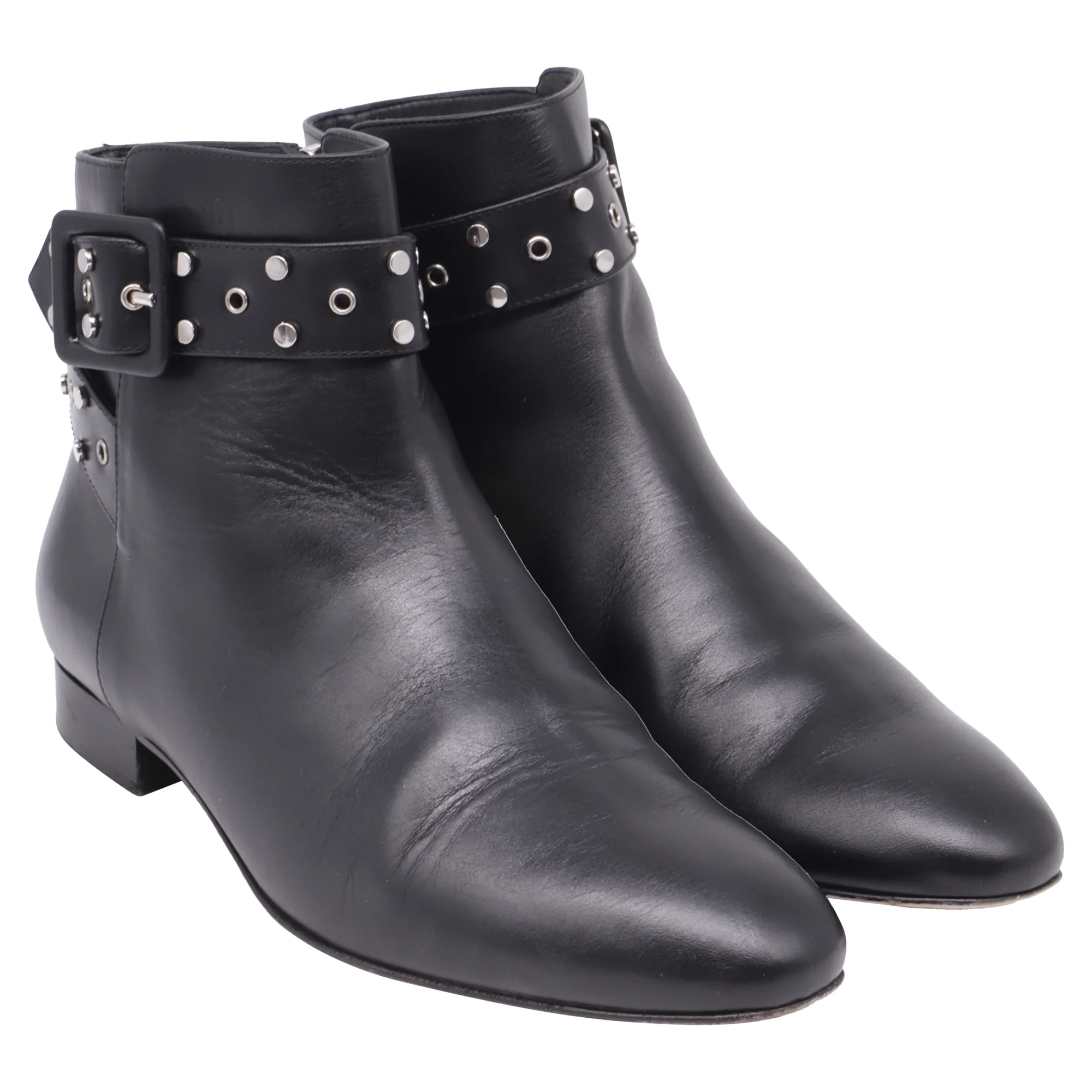 Women's Jimmy Choo Hallie Buckle-Embellished Ankle Boots in Black Leather - Image 3