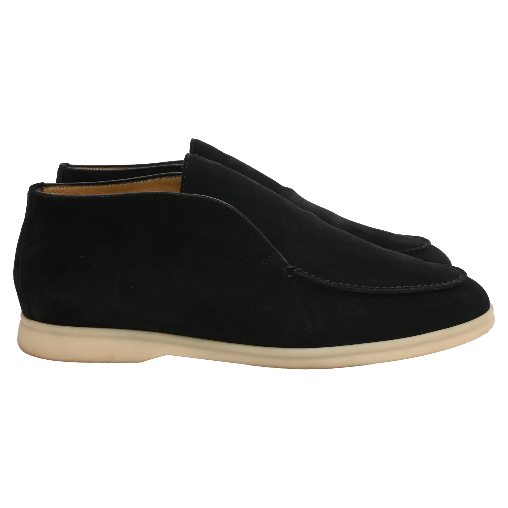 Men's Loro Piana Open Walk Ankle Boots in Black Calf Suede