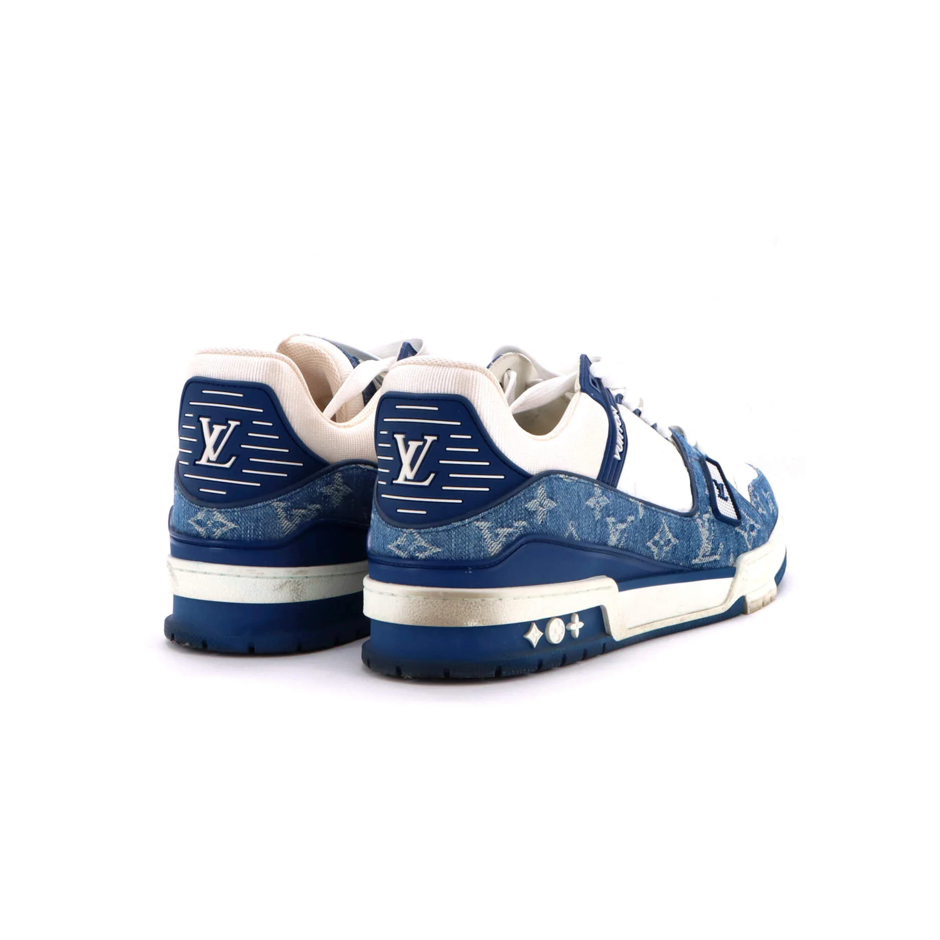Men's LV Trainer Sneakers Monogram Empreinte Leather and Monogram Denim - Image 3