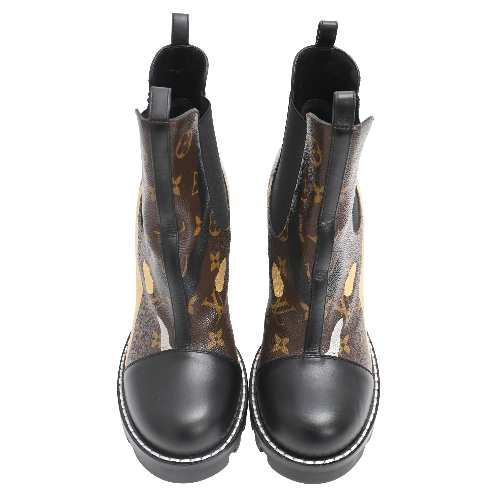 Women's Louis Vuitton LV x LoL Star Trail Ankle Boots in Brown Coated Canvas - Image 5