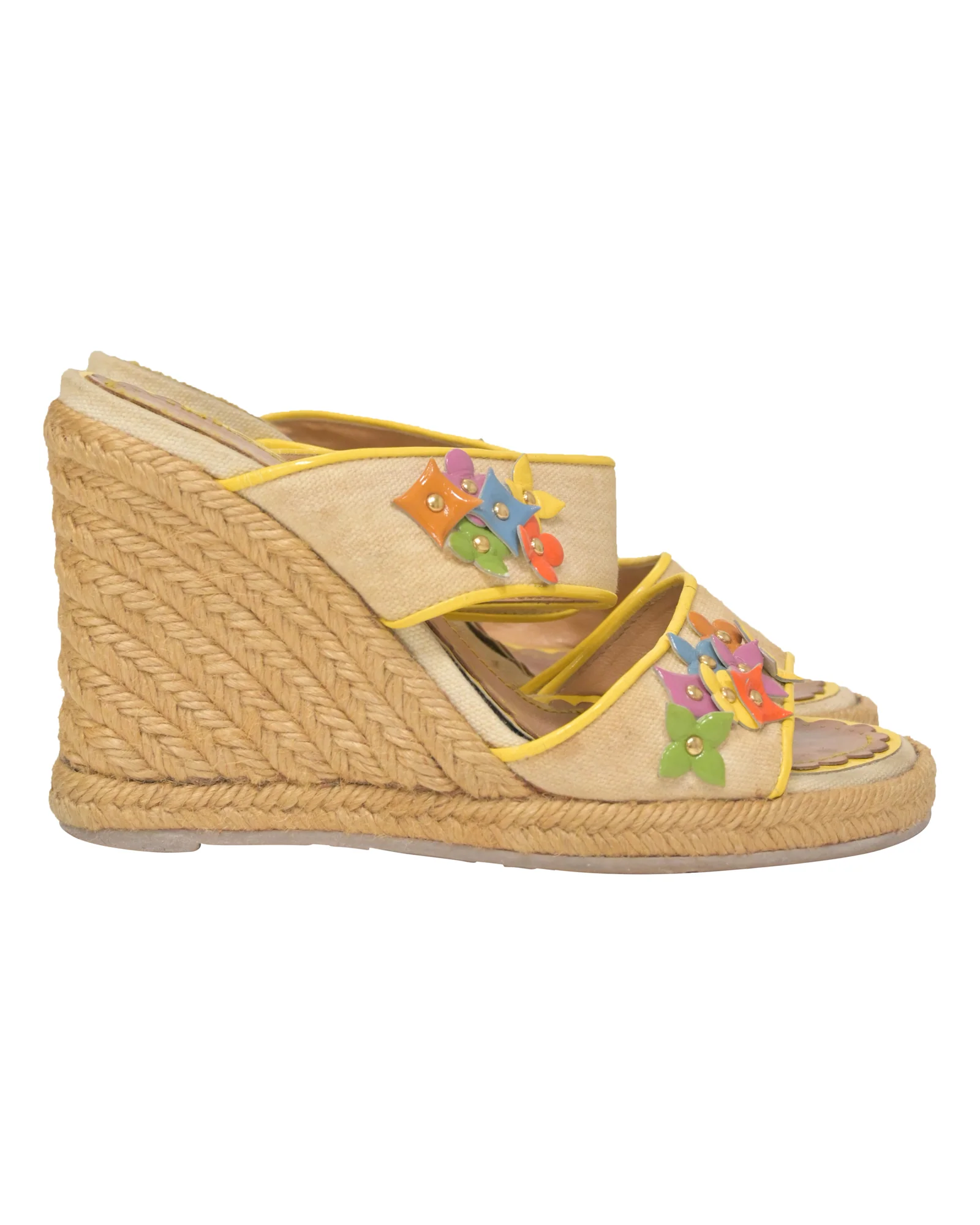 Women's Louis Vuitton Wedge Espadrilles in Beige Canvas