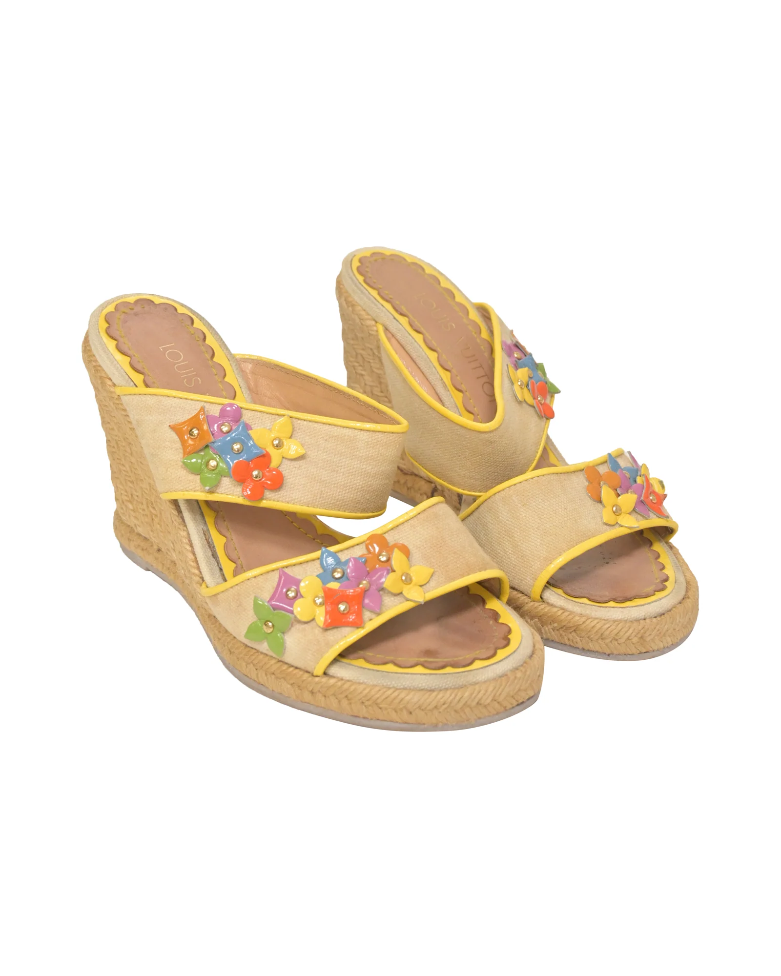 Women's Louis Vuitton Wedge Espadrilles in Beige Canvas - Image 4