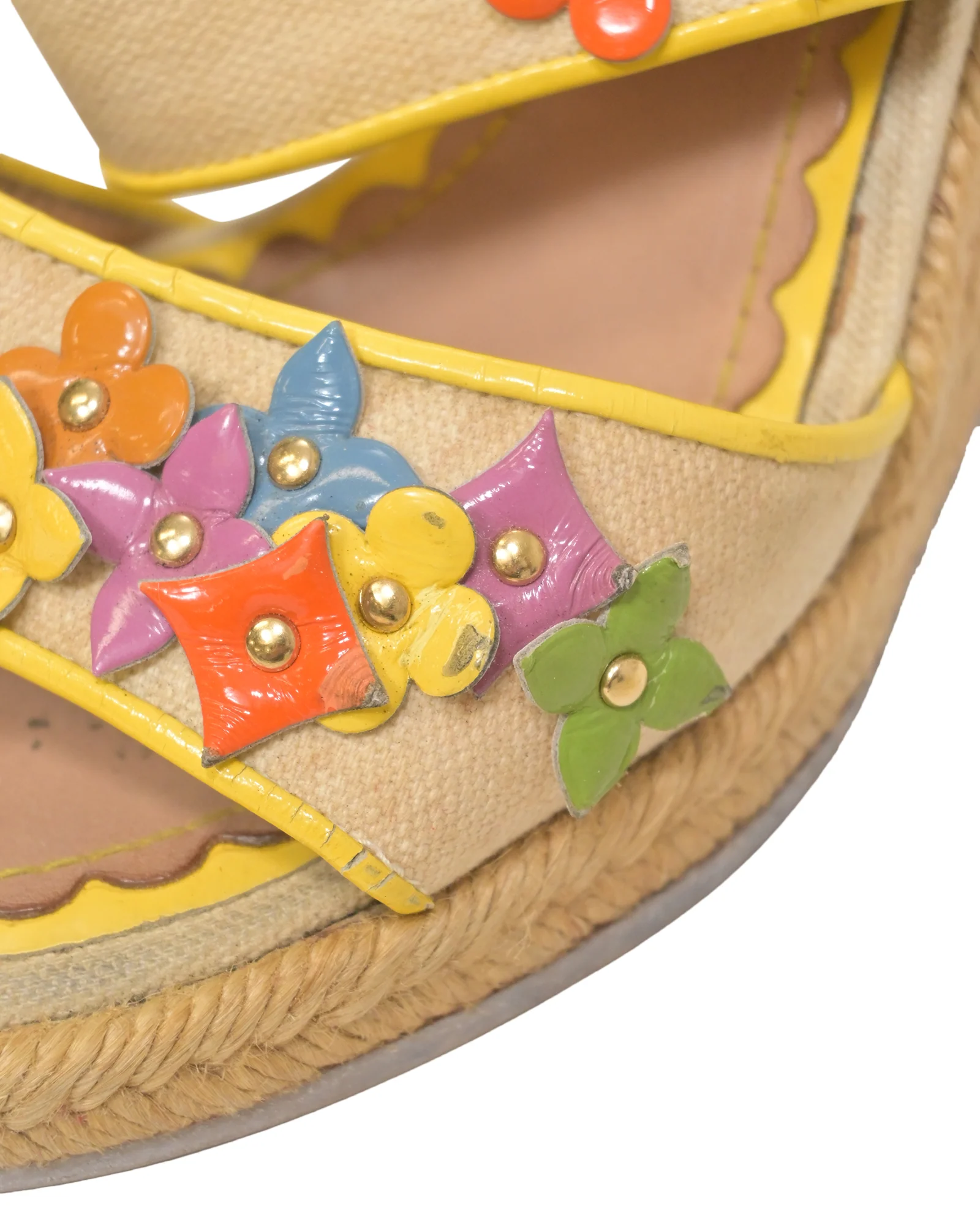 Women's Louis Vuitton Wedge Espadrilles in Beige Canvas - Image 8