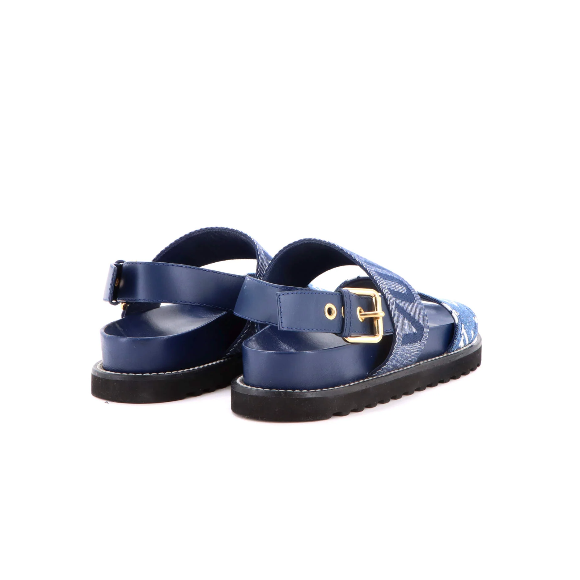 Women's Paseo Flat Comfort Sandals Monogram Jacquard Denim - Image 3