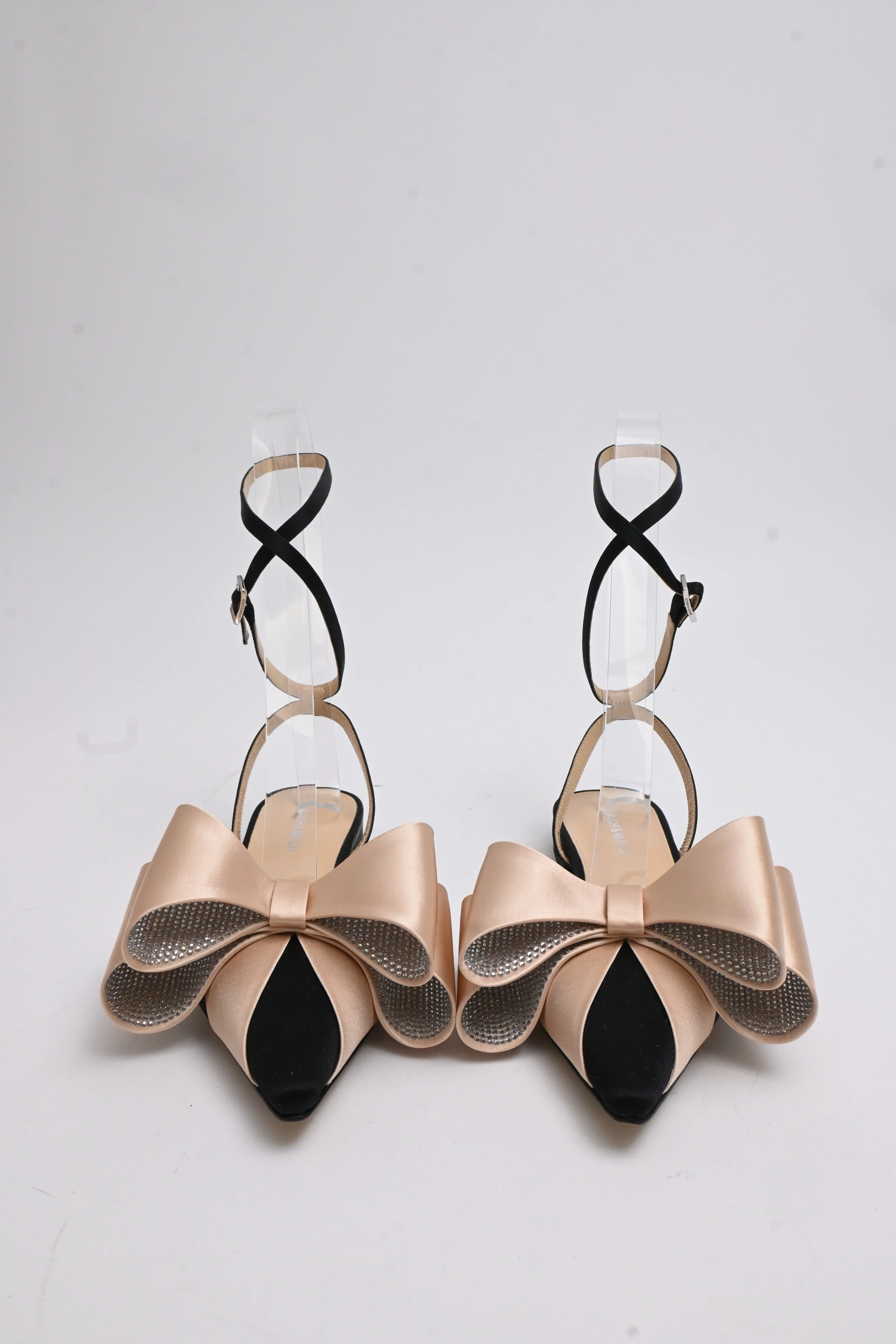 Women's Mach & Mach Le Cadeau Wrap Strap Ballet Flats in Black Suede - Image 10