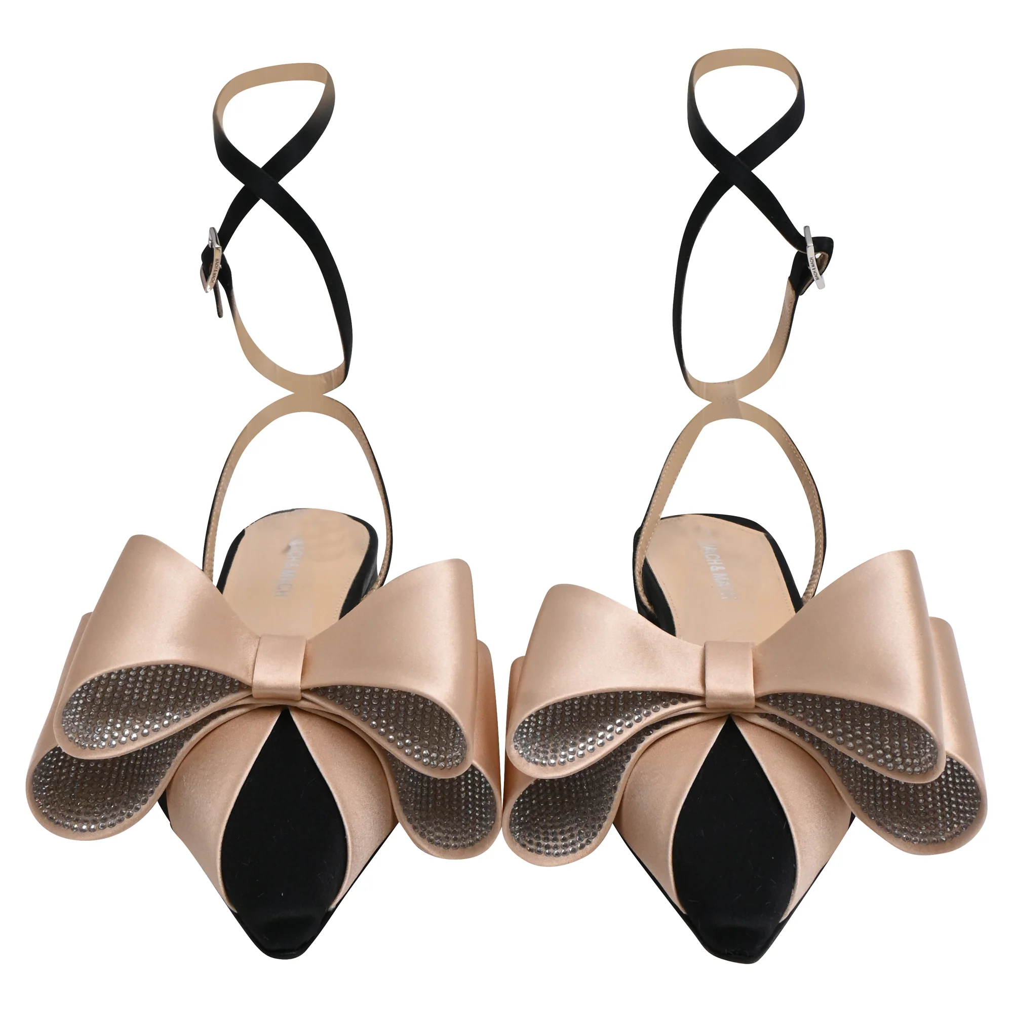 Women's Mach & Mach Le Cadeau Wrap Strap Ballet Flats in Black Suede - Image 2