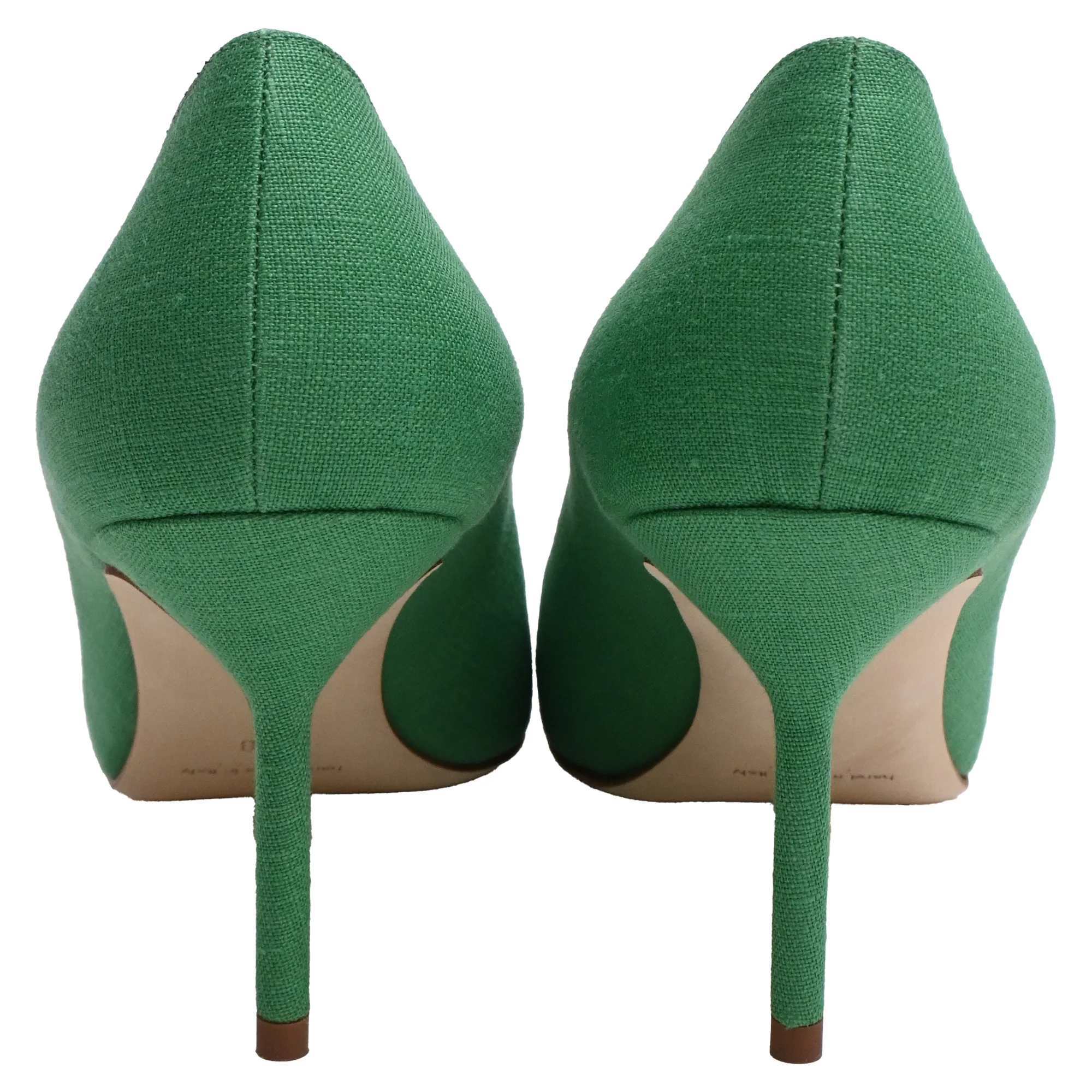 Women's Manolo Blahnik BB 70 Pumps in Green Linen - Image 3