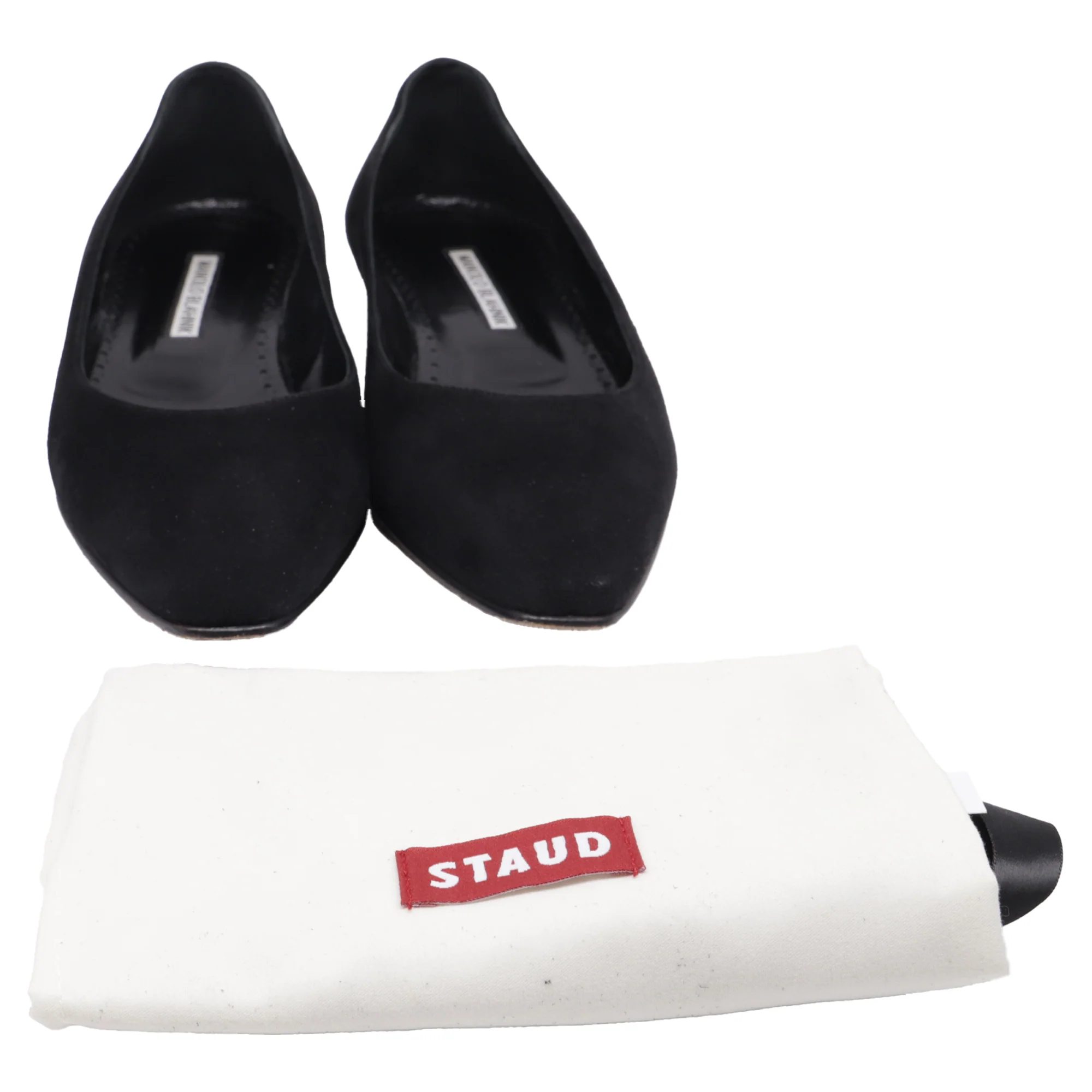 Women's Manolo Blahnik Gelista Ballet Flats in Black Suede - Image 10