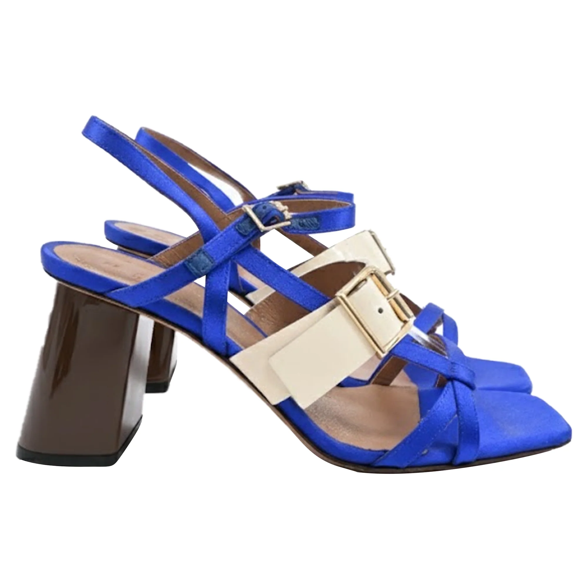 Women's Marni Ankle Strap Sandals in Blue Satin