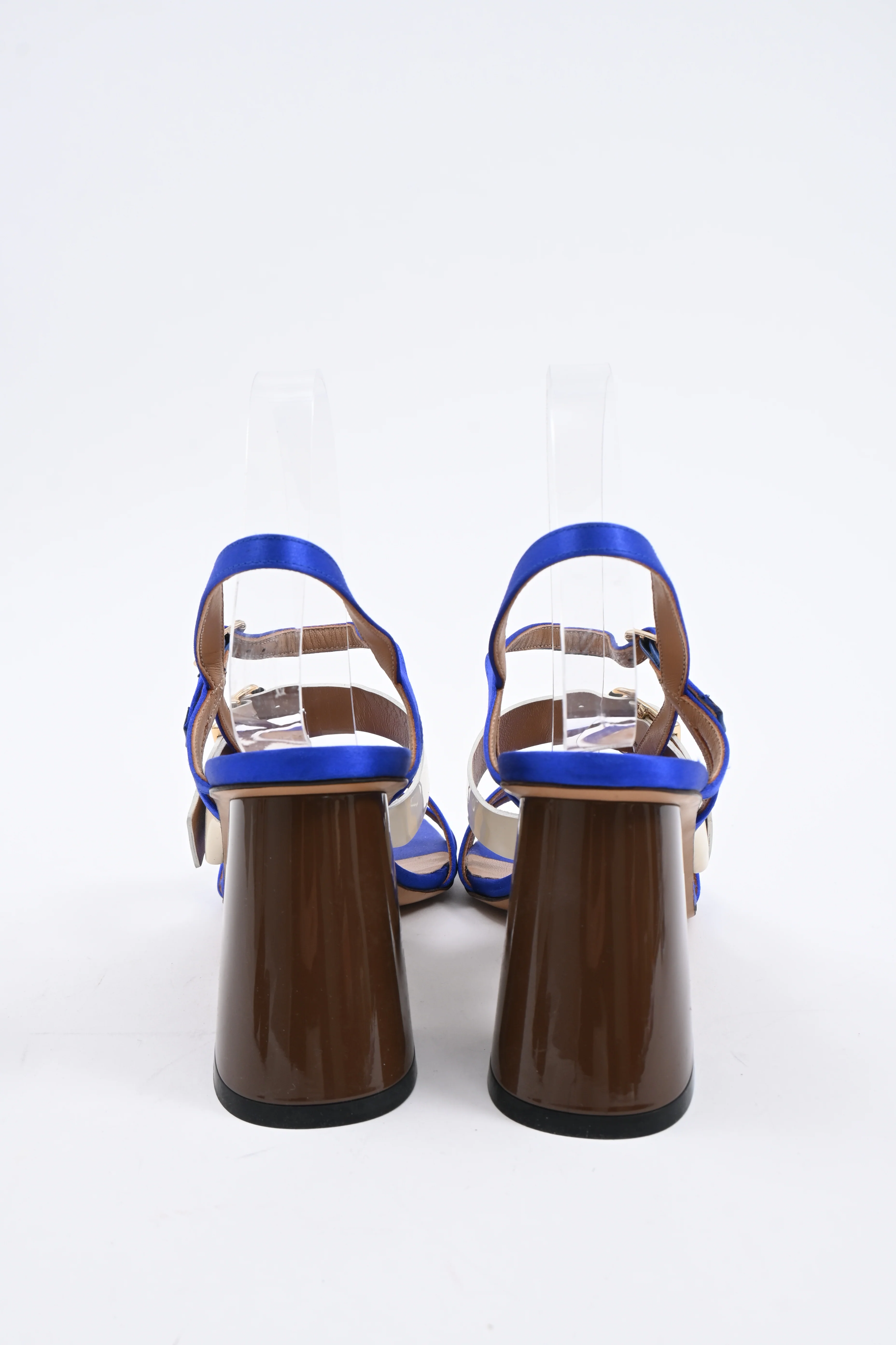 Women's Marni Ankle Strap Sandals in Blue Satin - Image 10