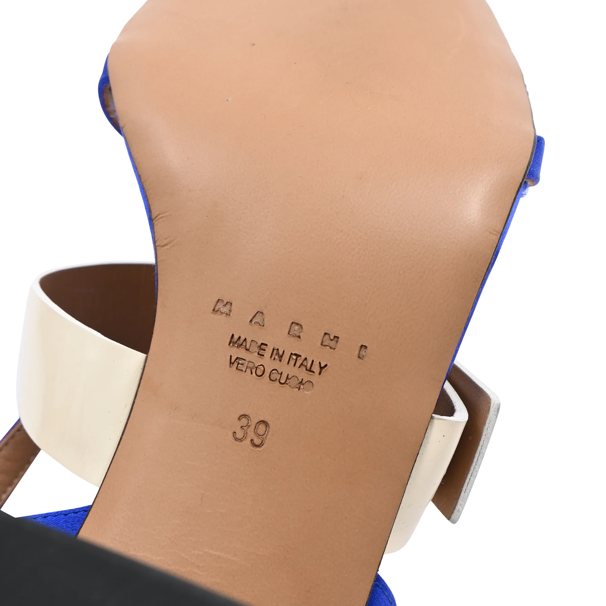 Women's Marni Ankle Strap Sandals in Blue Satin - Image 7