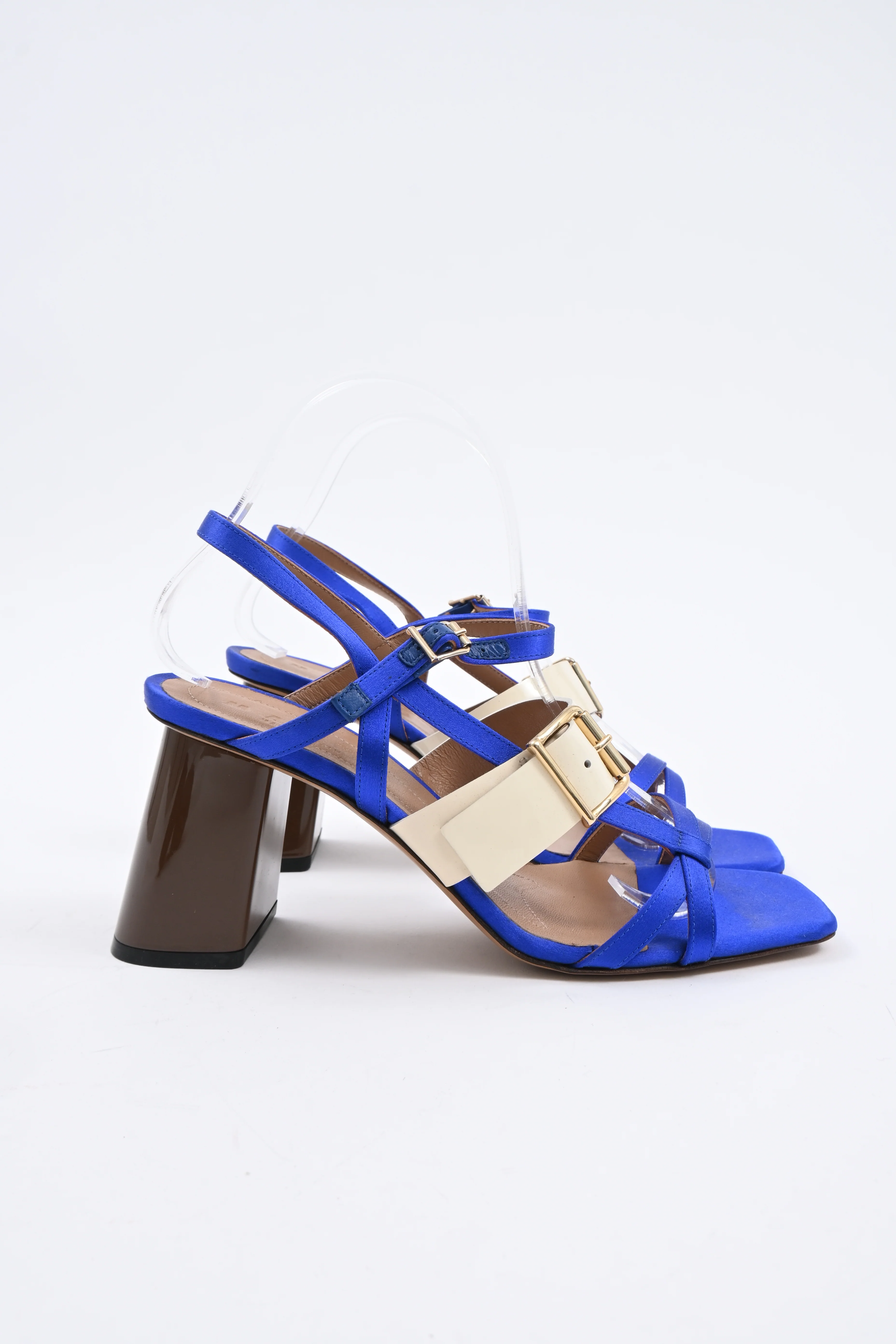 Women's Marni Ankle Strap Sandals in Blue Satin - Image 8