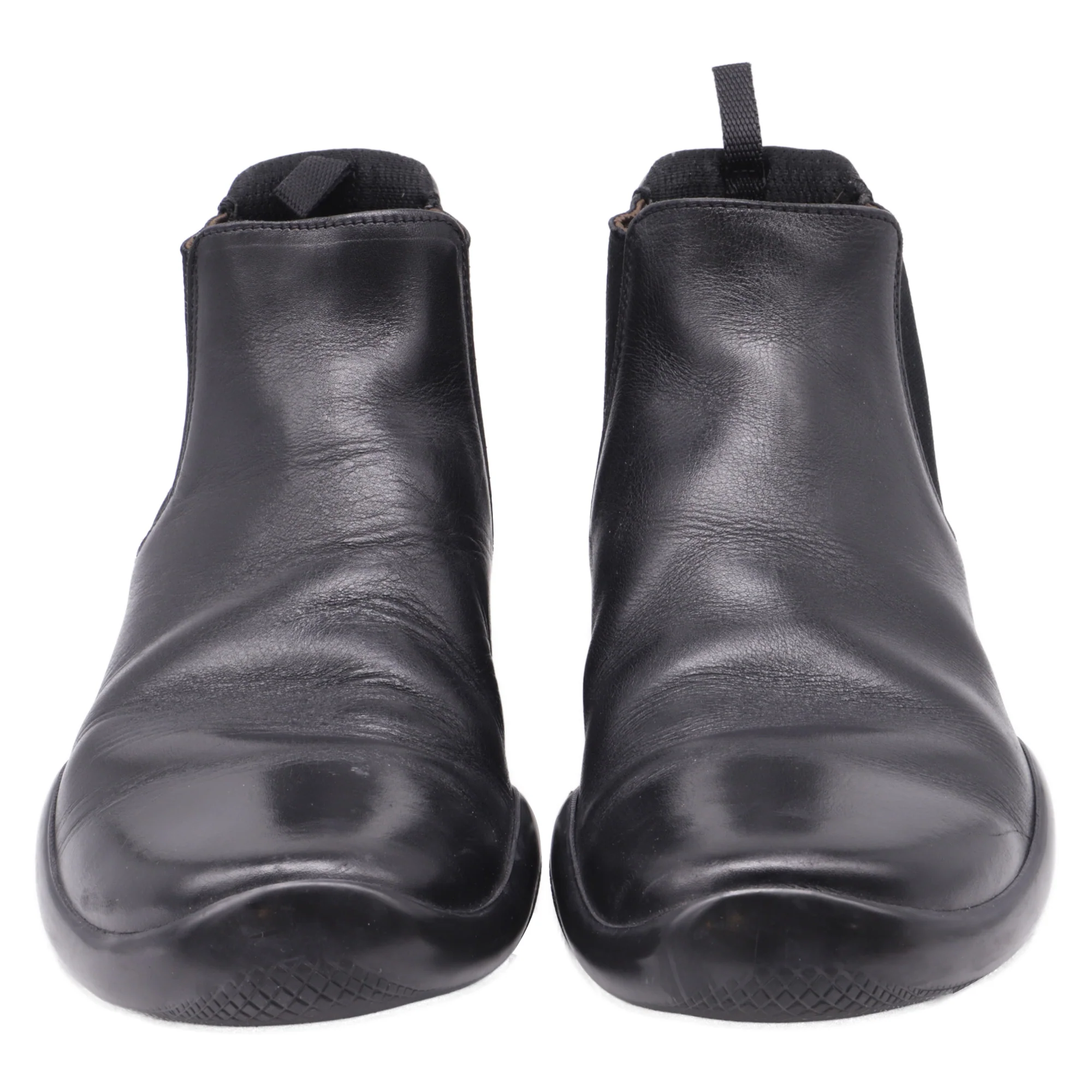 Men's Prada Pull-Tab Ankle Boots in Black Calf Leather - Image 3