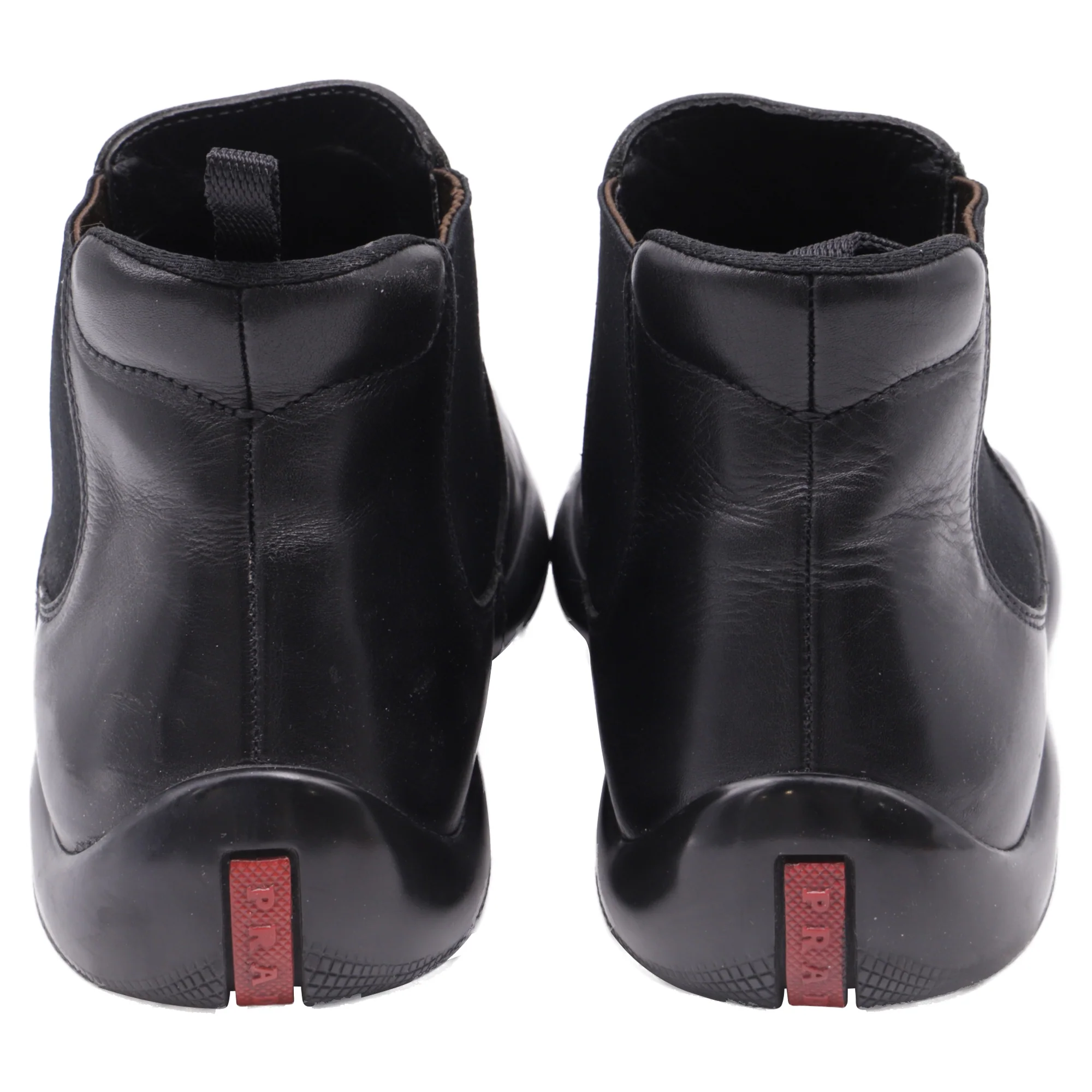 Men's Prada Pull-Tab Ankle Boots in Black Calf Leather - Image 4