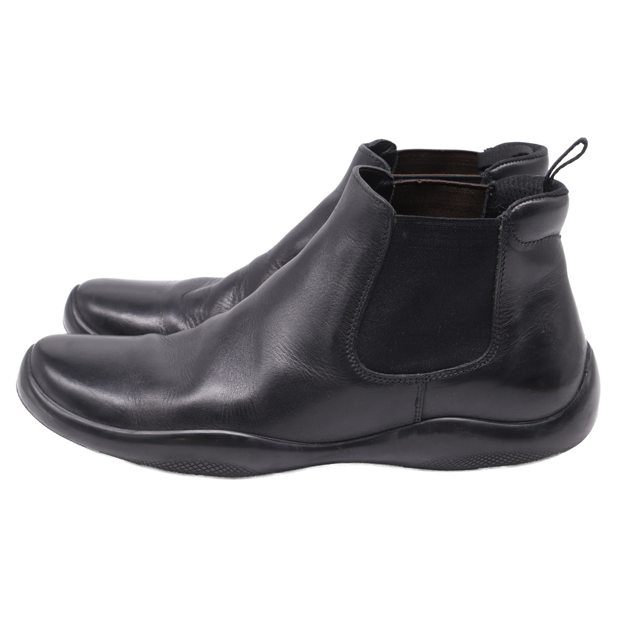 Men's Prada Pull-Tab Ankle Boots in Black Calf Leather - Image 5