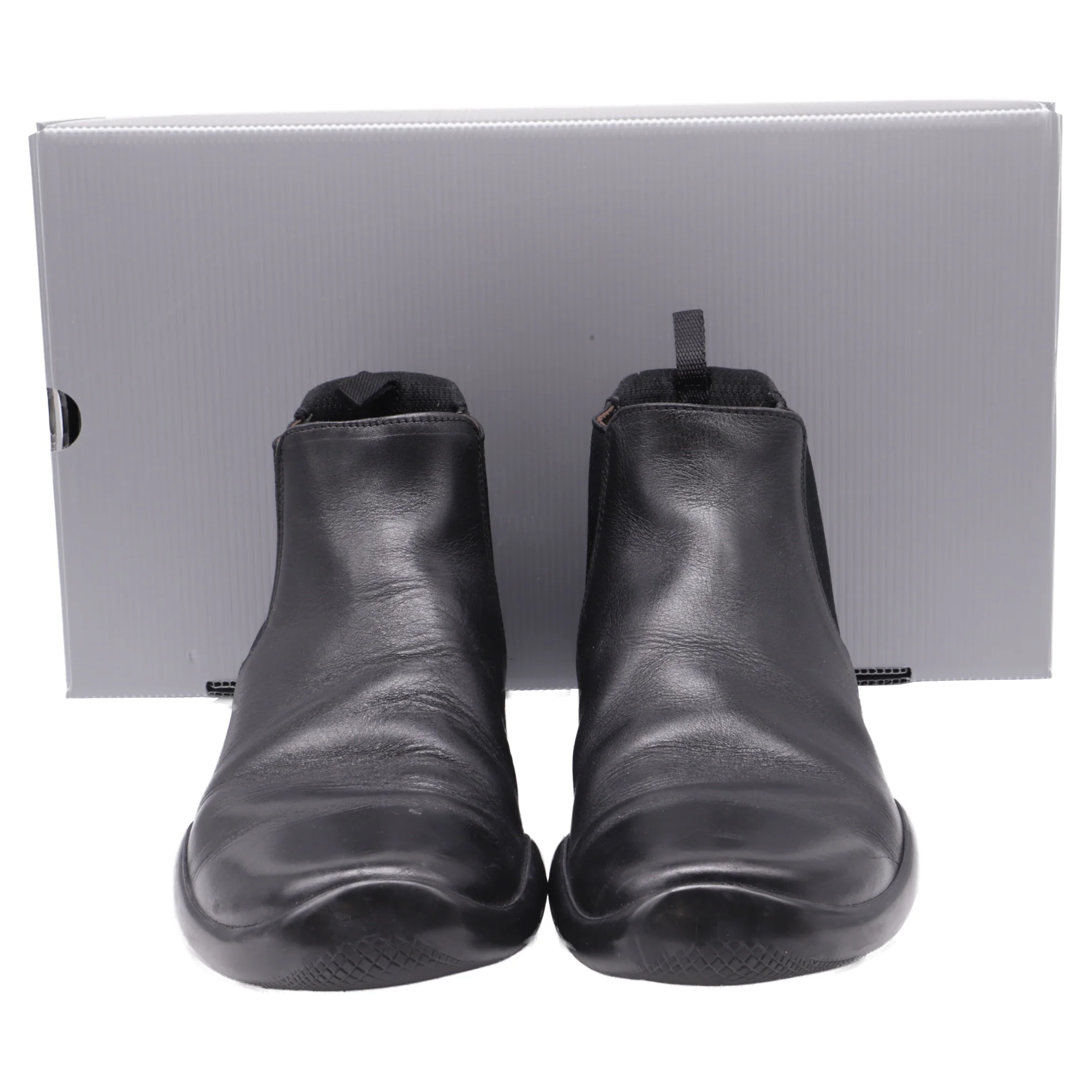 Men's Prada Pull-Tab Ankle Boots in Black Calf Leather - Image 7