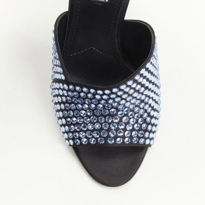 Women's PRADA 2019 blue crystal diamond encrusted chunky heel EU35.5 - Image 6