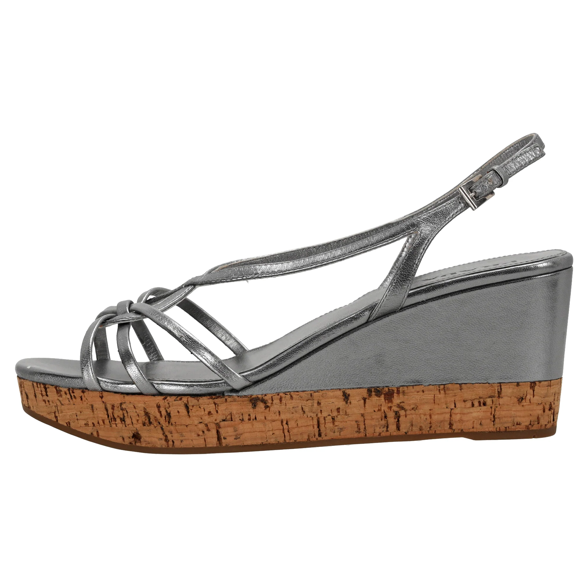 Women's Prada Platform Wedge Sandals in Silver Leather - Image 2