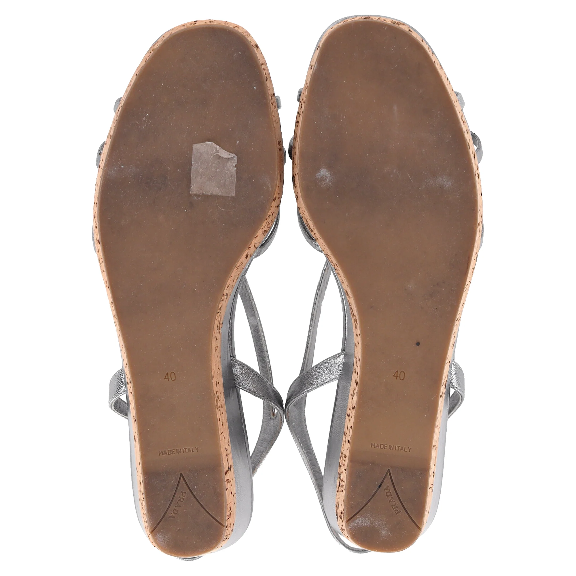 Women's Prada Platform Wedge Sandals in Silver Leather - Image 5