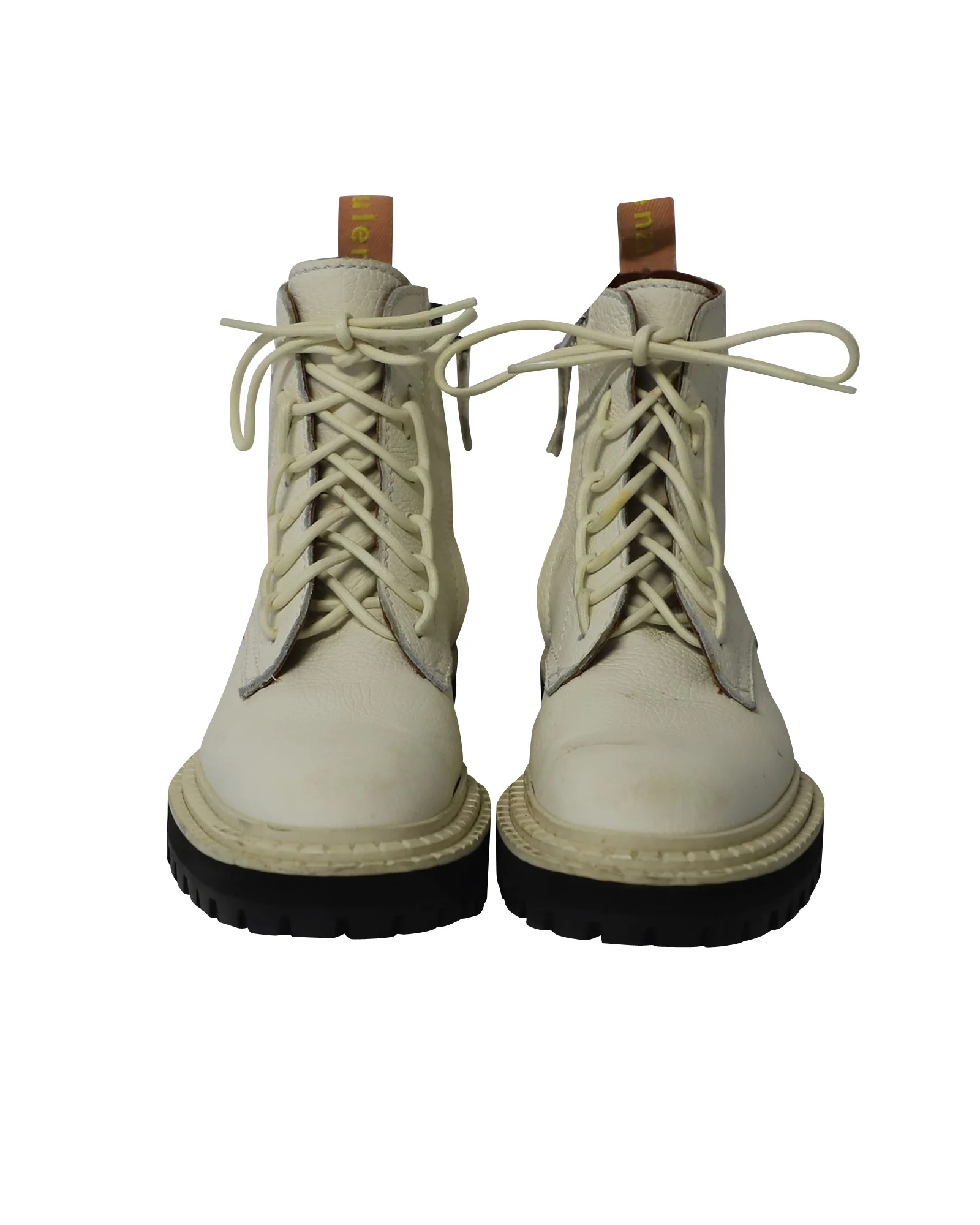 Women's Proenza Schouler Lug Sole Combat Boots in White Calfskin Leather - Image 2