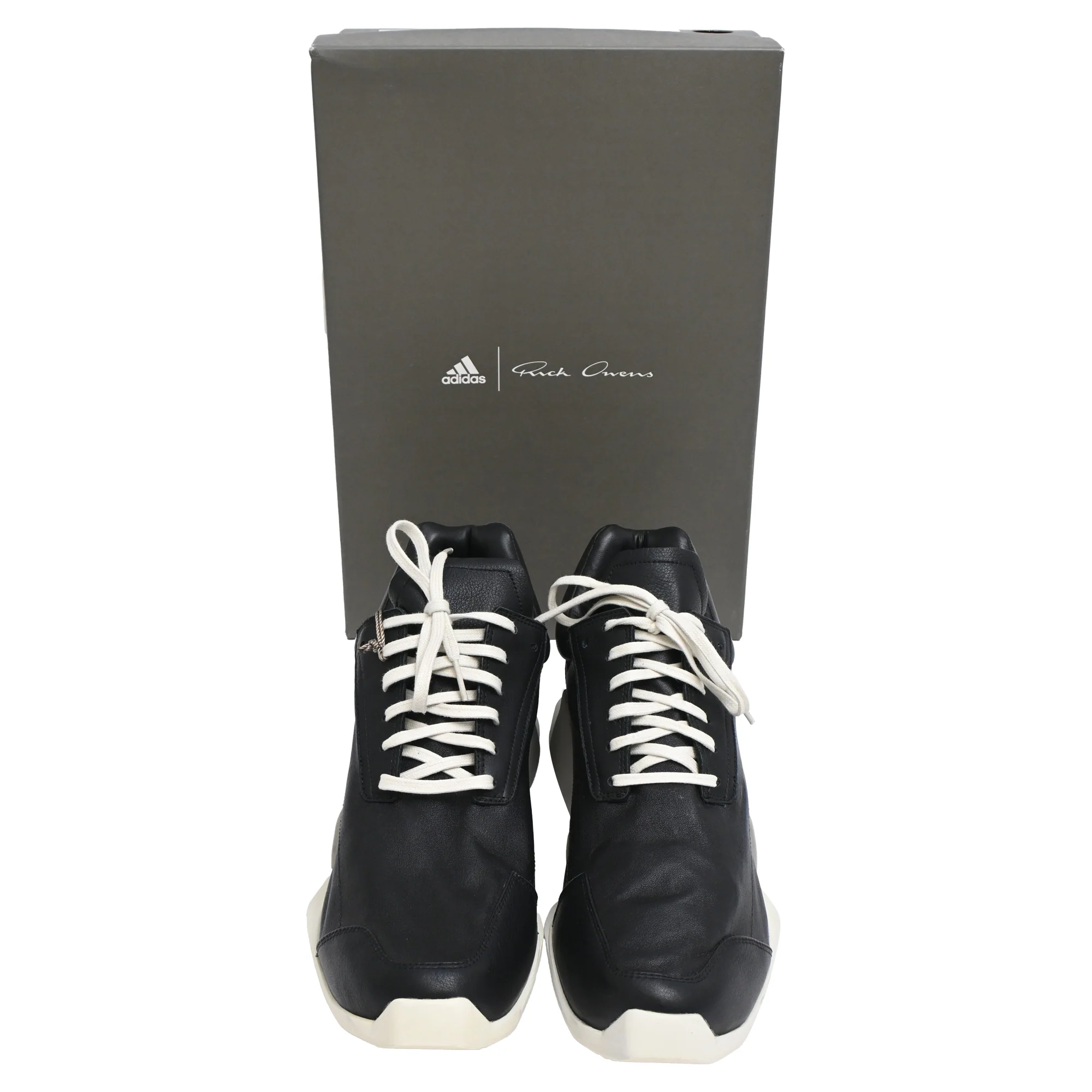 Men's Rick Owens x Adidas Level Runner Low 2 Sneakers in Black Calf Leather - Image 10