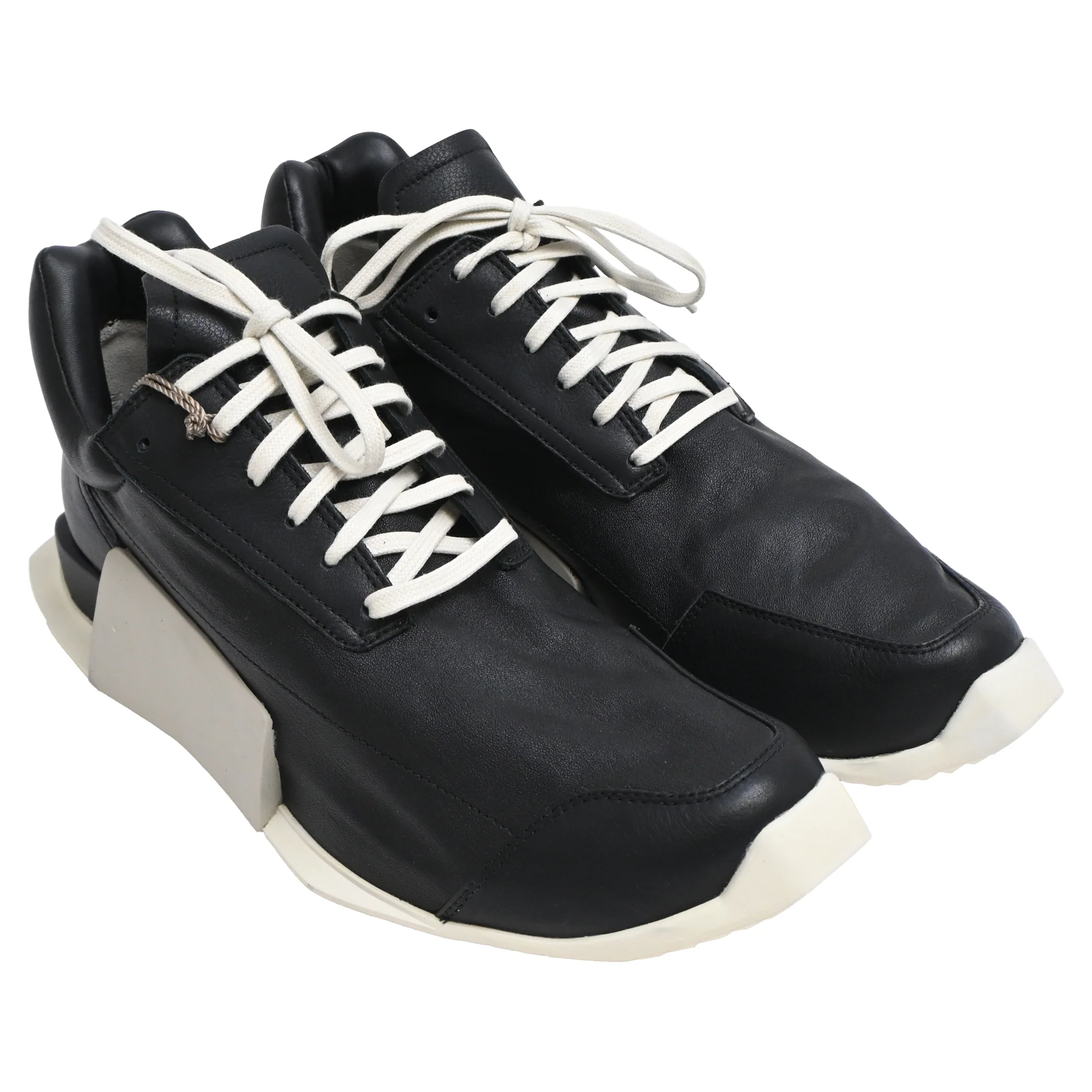 Men's Rick Owens x Adidas Level Runner Low 2 Sneakers in Black Calf Leather - Image 4