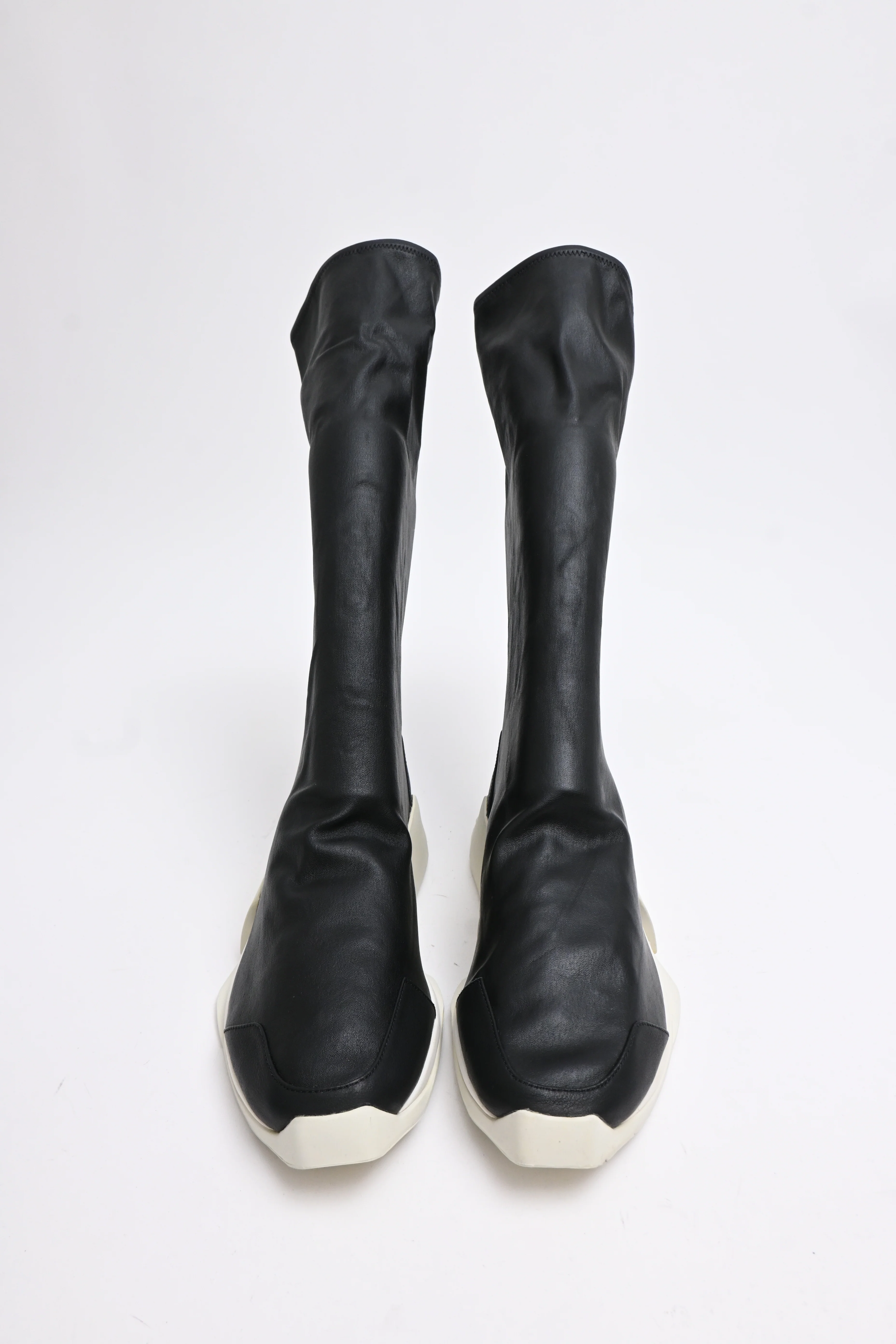 Women's Rick Owens x Adidas Level Sock Runner Boots in Black Leather - Image 10