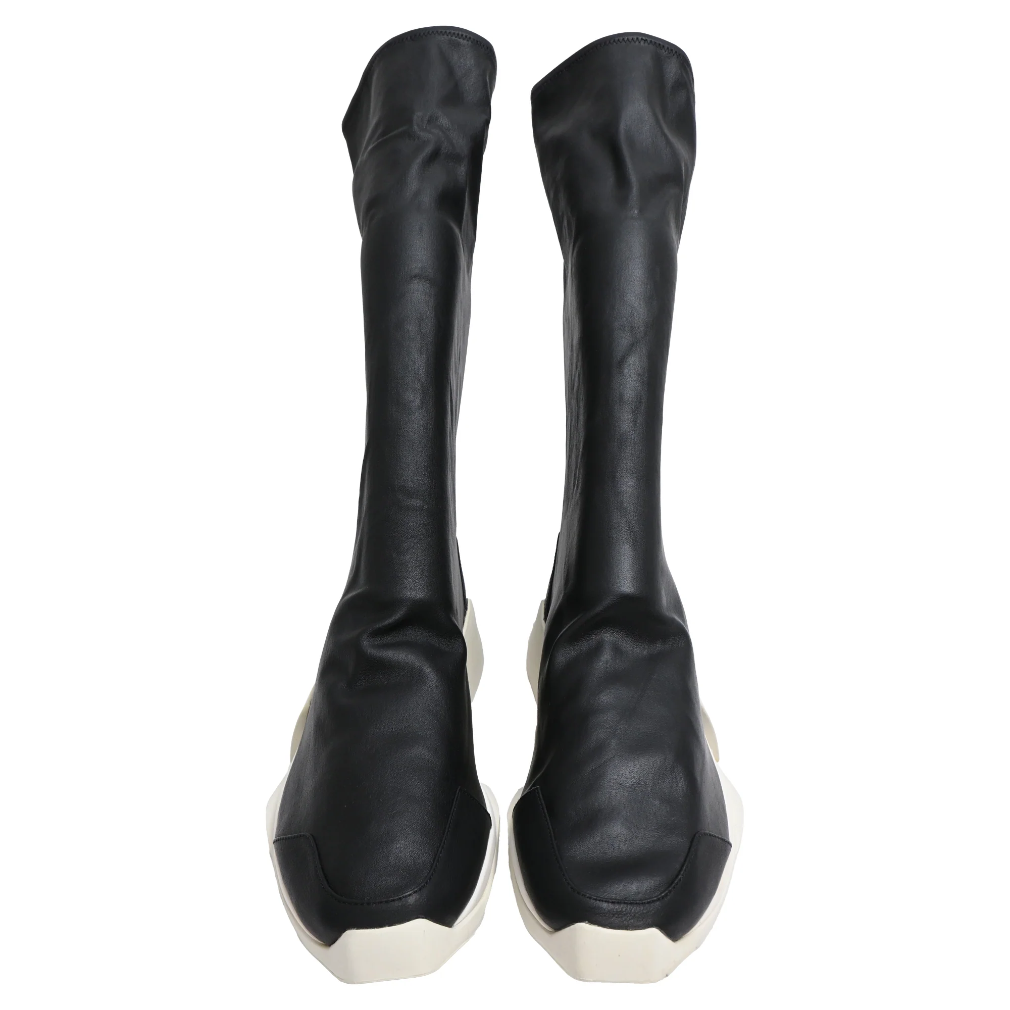 Women's Rick Owens x Adidas Level Sock Runner Boots in Black Leather - Image 2
