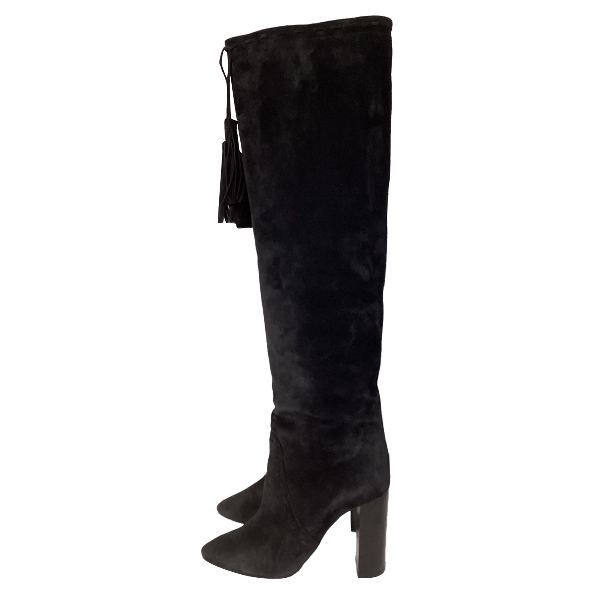 Women's Saint Laurent Meurice 105 Knee Boots in Black Suede - Image 5