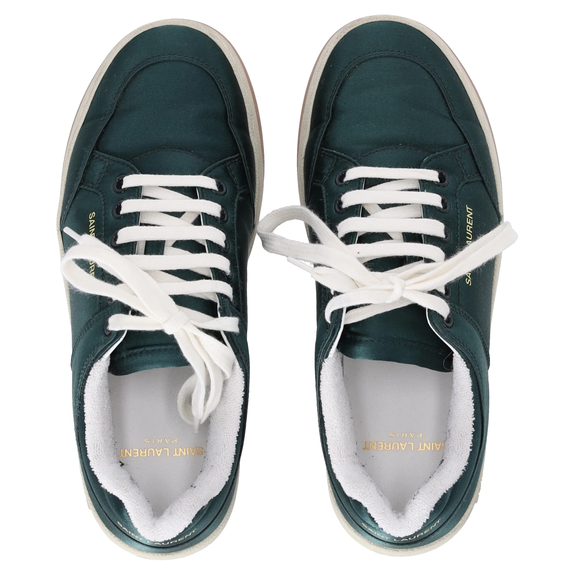 Women's Saint Laurent SL/61 Low-Top Sneakers in Green Satin - Image 7