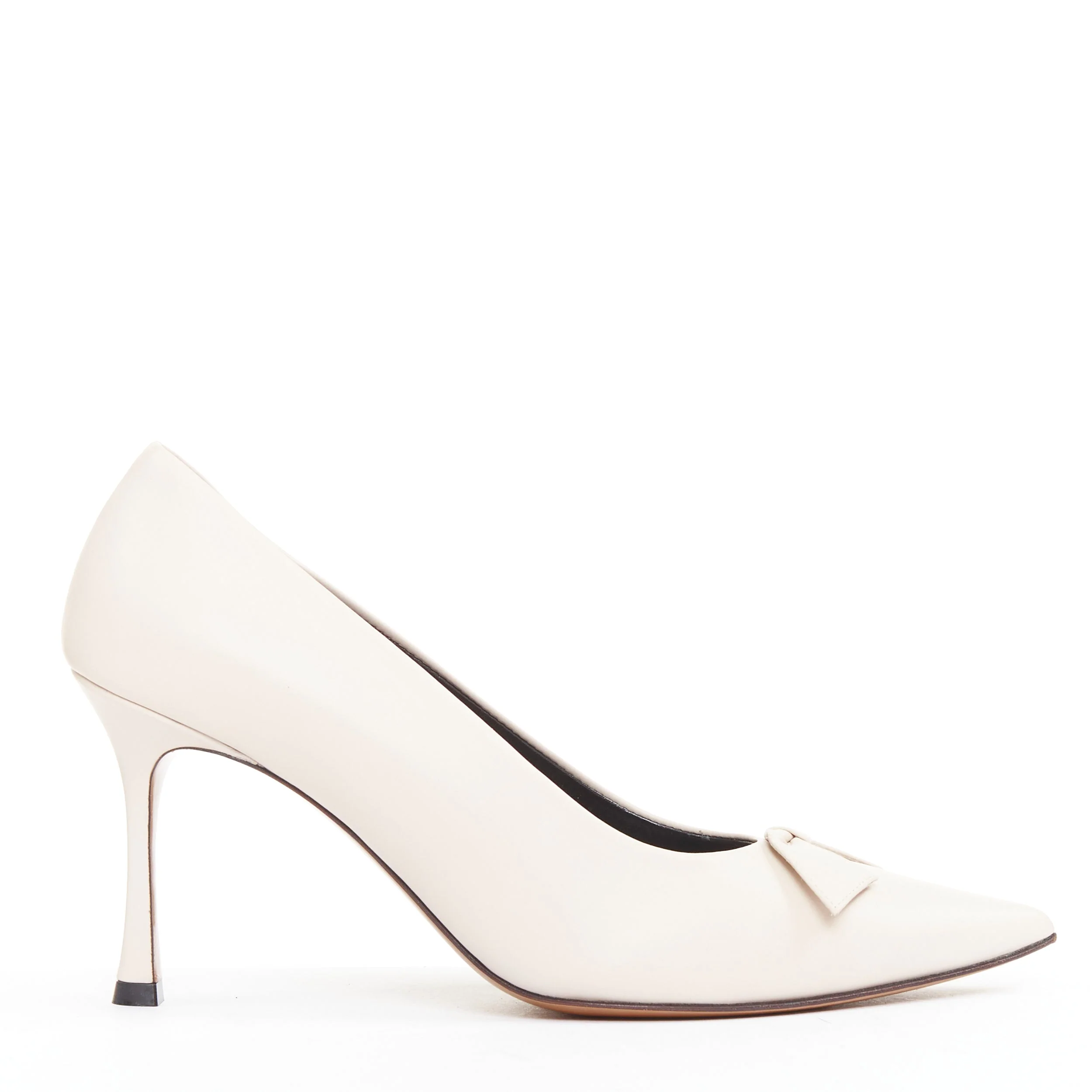 Women's THE ROW Champagne Pump Bow rose beige soft calf pointy spool heel pump EU37