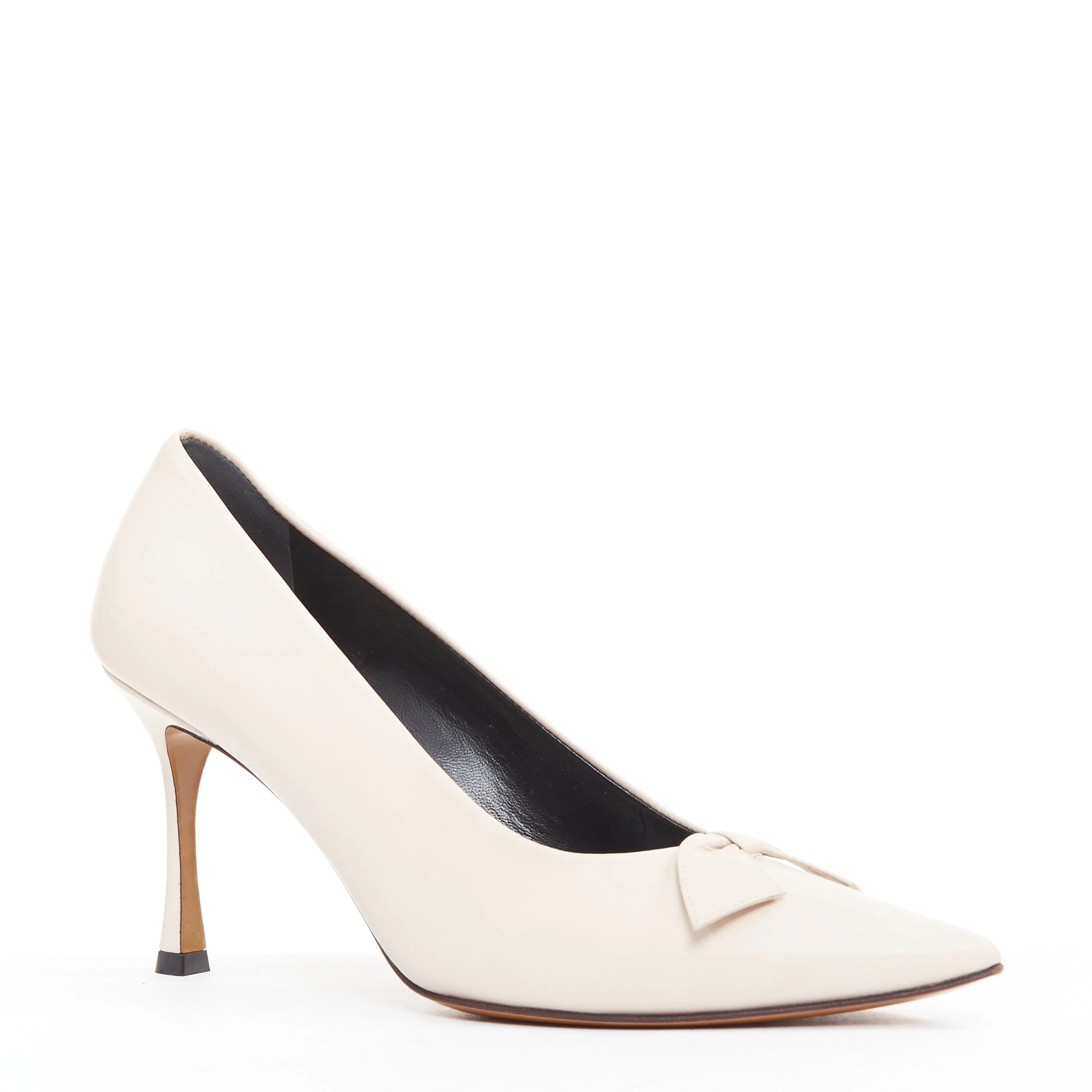 Women's THE ROW Champagne Pump Bow rose beige soft calf pointy spool heel pump EU37 - Image 2