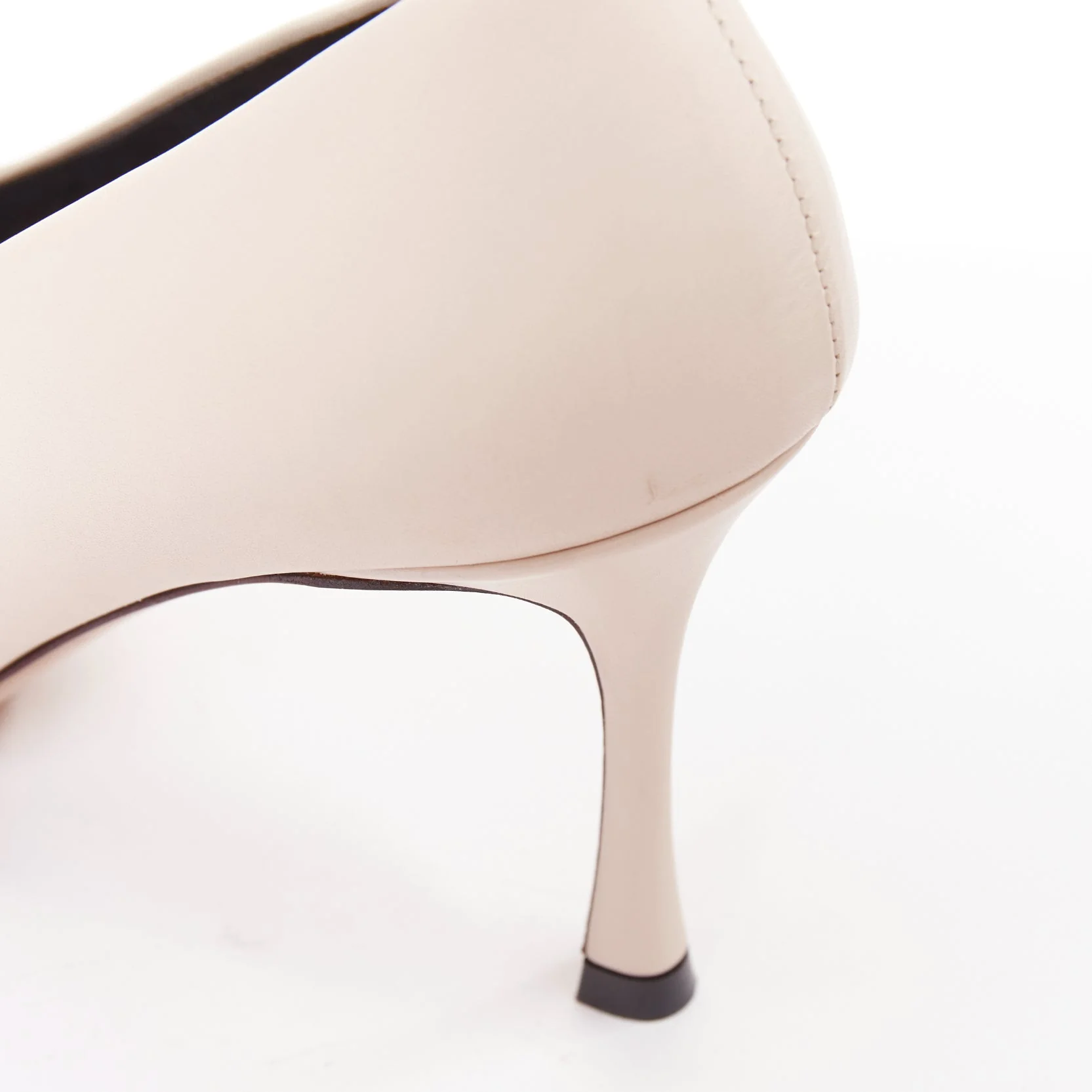 Women's THE ROW Champagne Pump Bow rose beige soft calf pointy spool heel pump EU37 - Image 8