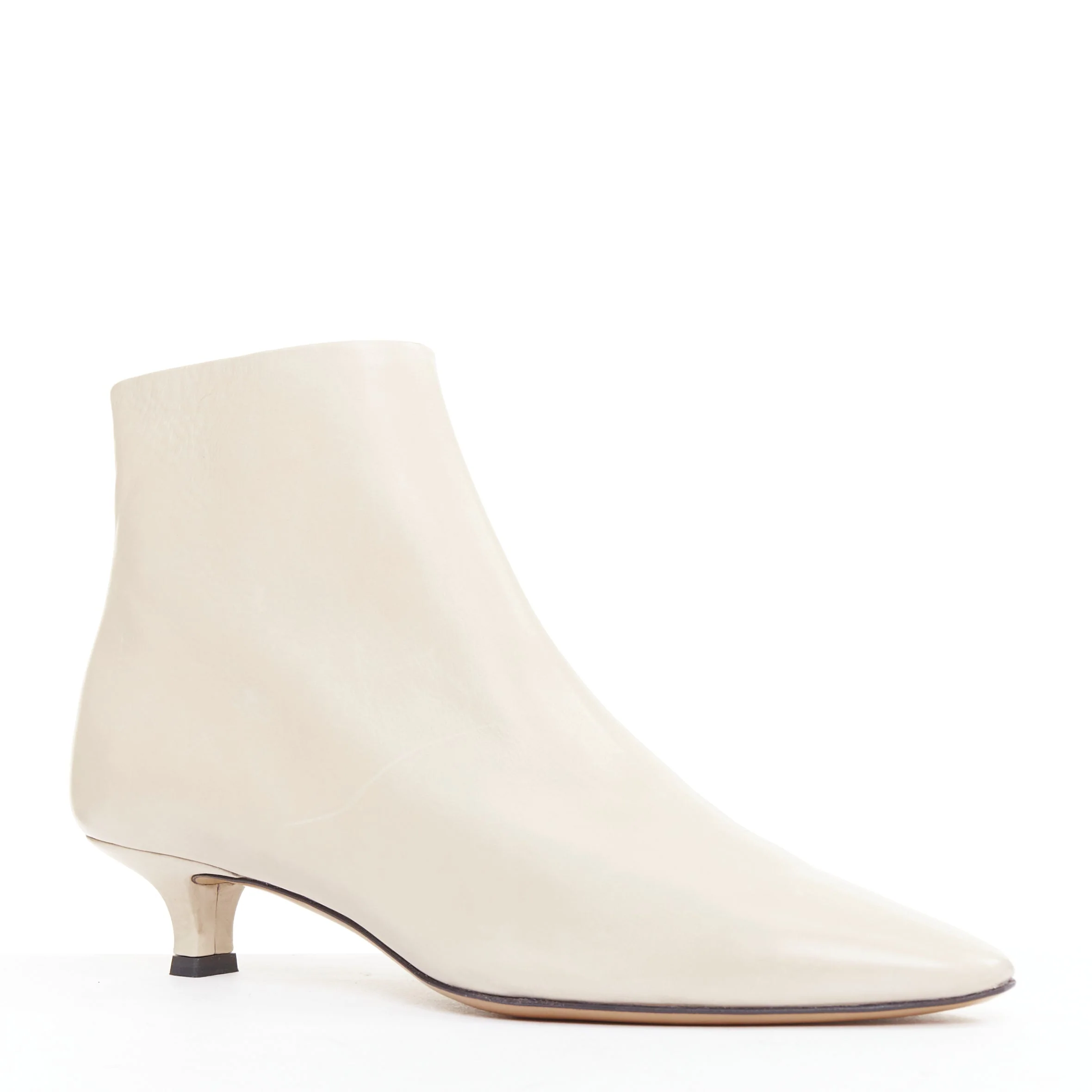 Women's THE ROW Coco cream coal soft calfskin ankle kitten heel ankle boots EU37 - Image 2