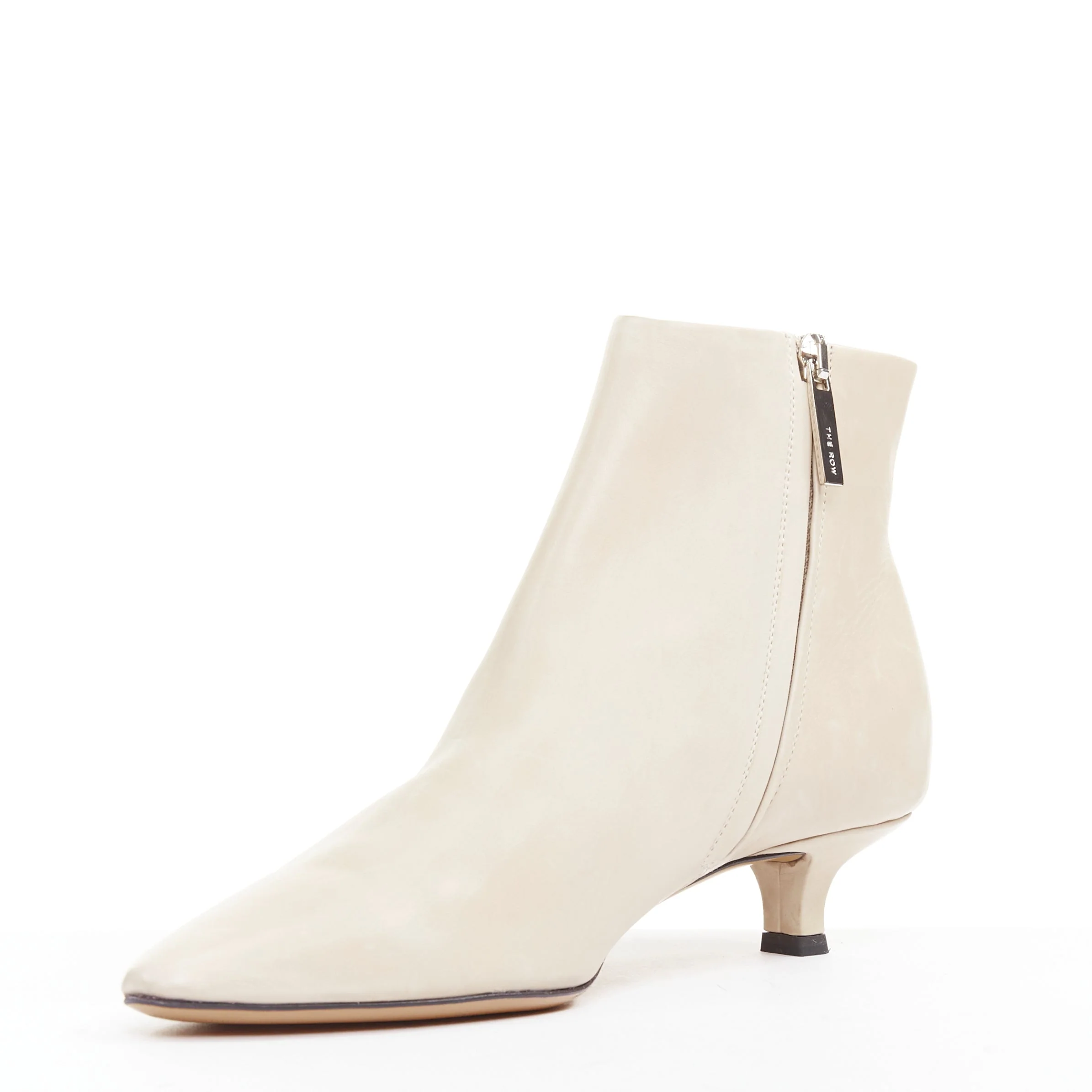 Women's THE ROW Coco cream coal soft calfskin ankle kitten heel ankle boots EU37 - Image 4