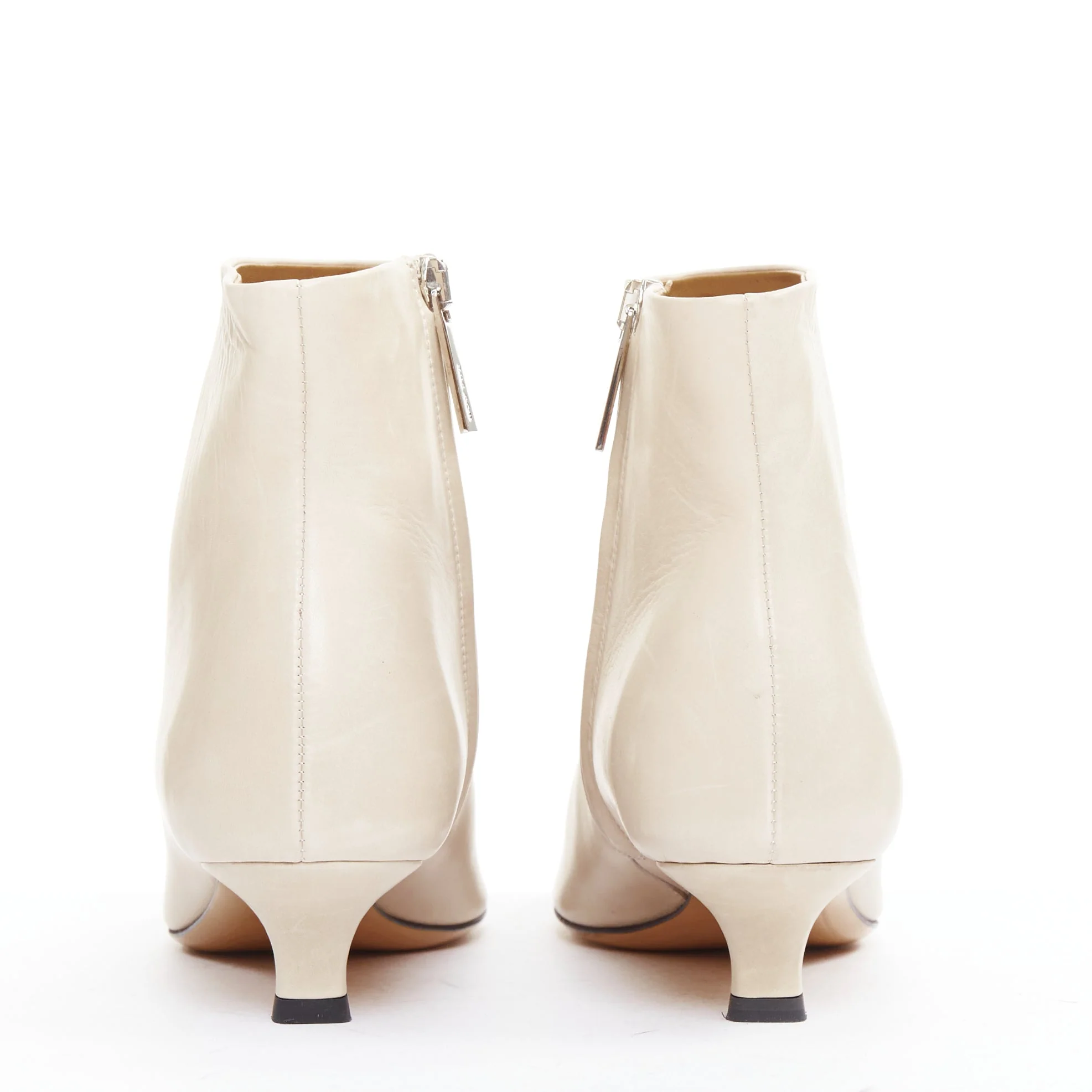 Women's THE ROW Coco cream coal soft calfskin ankle kitten heel ankle boots EU37 - Image 5