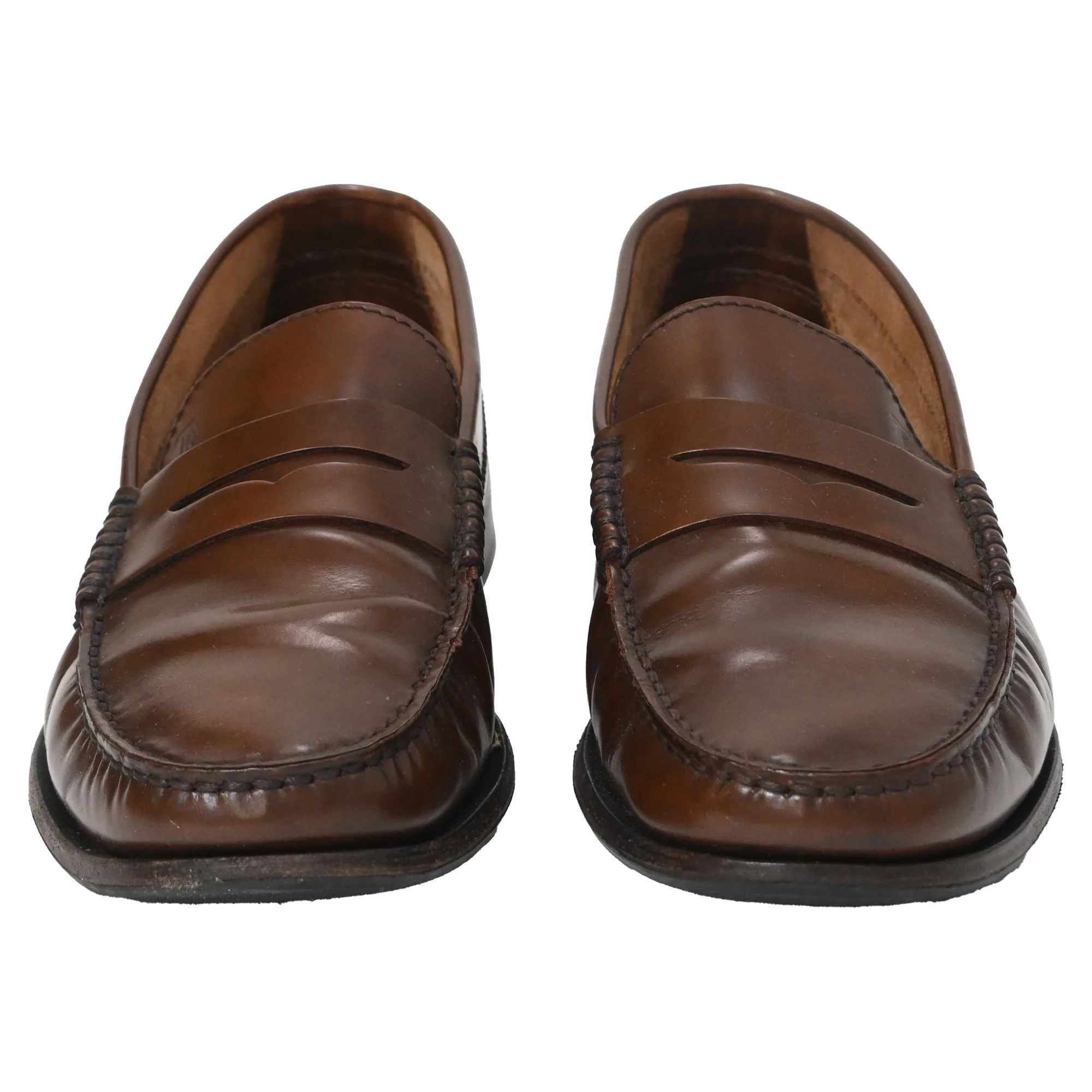 Men's  Tod's Logo-Embossed Polished Loafers in Brown Calfskin Leather - Image 2