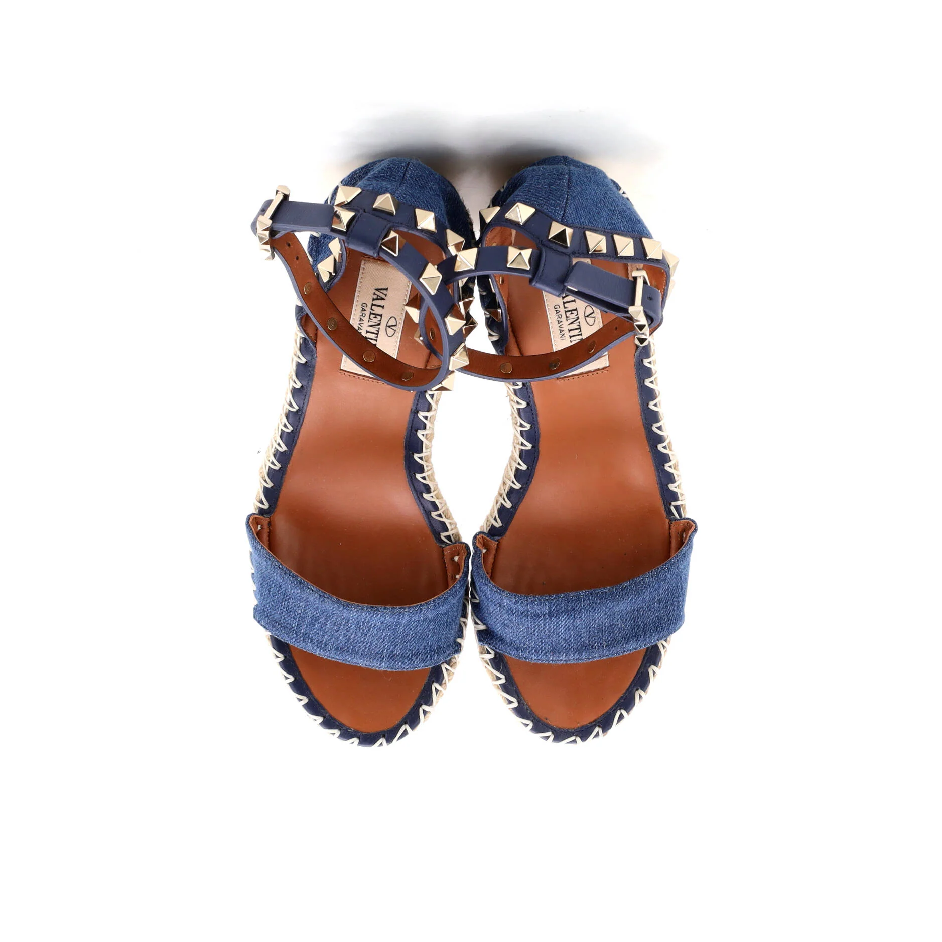 Women's Rockstud Wedge Espadrille Sandals Denim - Image 2