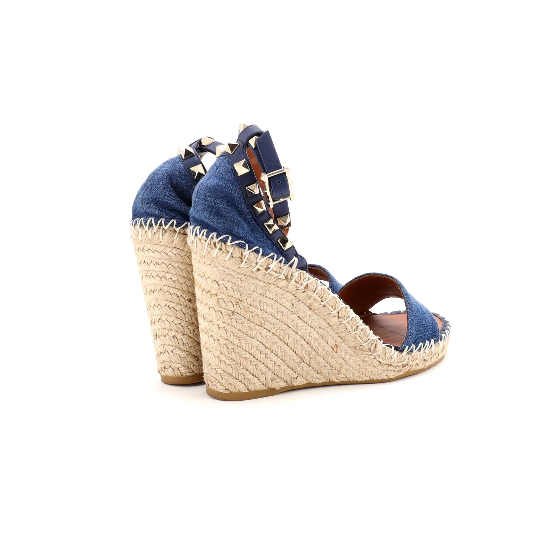 Women's Rockstud Wedge Espadrille Sandals Denim - Image 3
